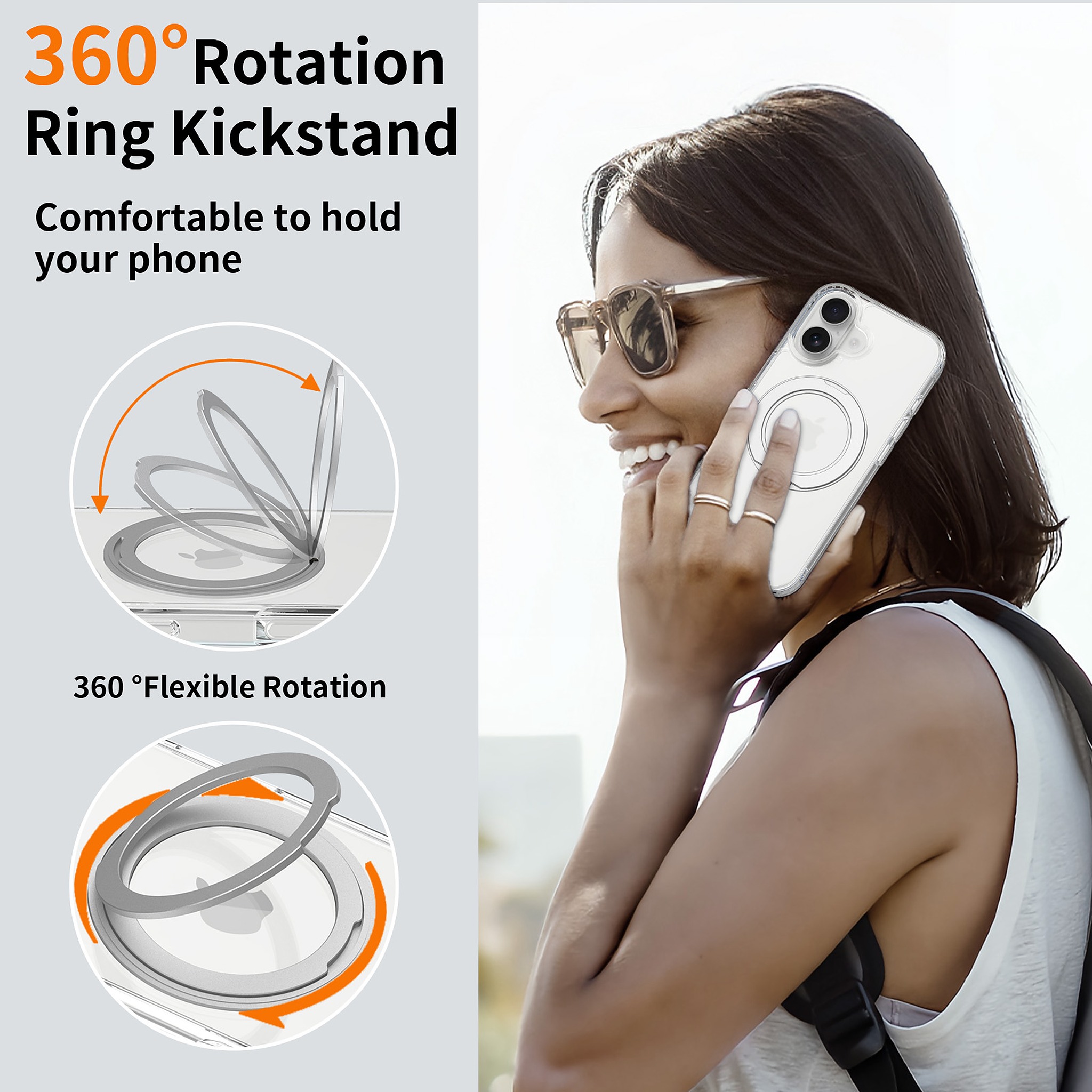 SendaFit Clear 360° Stand Case for iPhone 16 detail 27