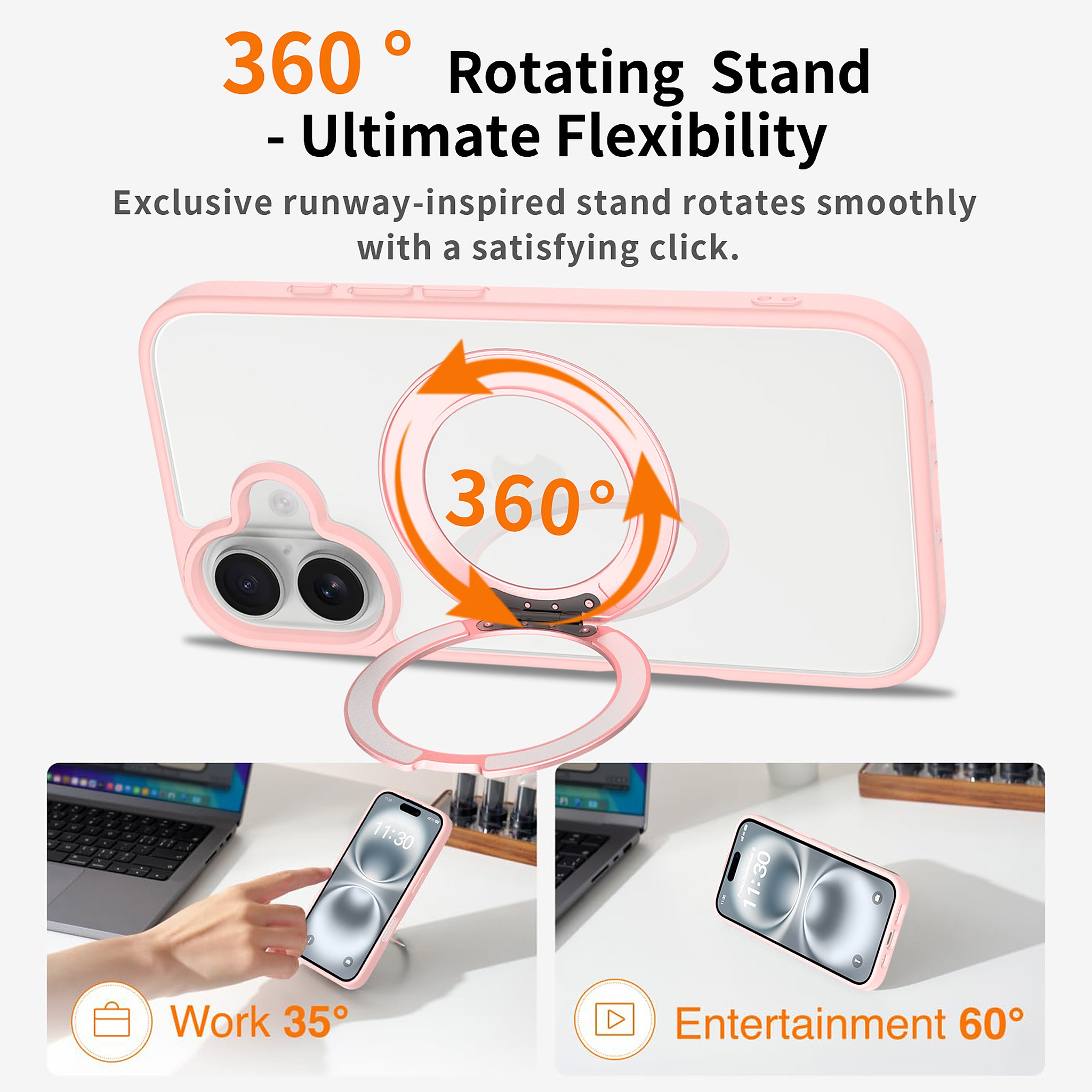 SendaFit Clear 360° Stand Case for iPhone 16 detail 29