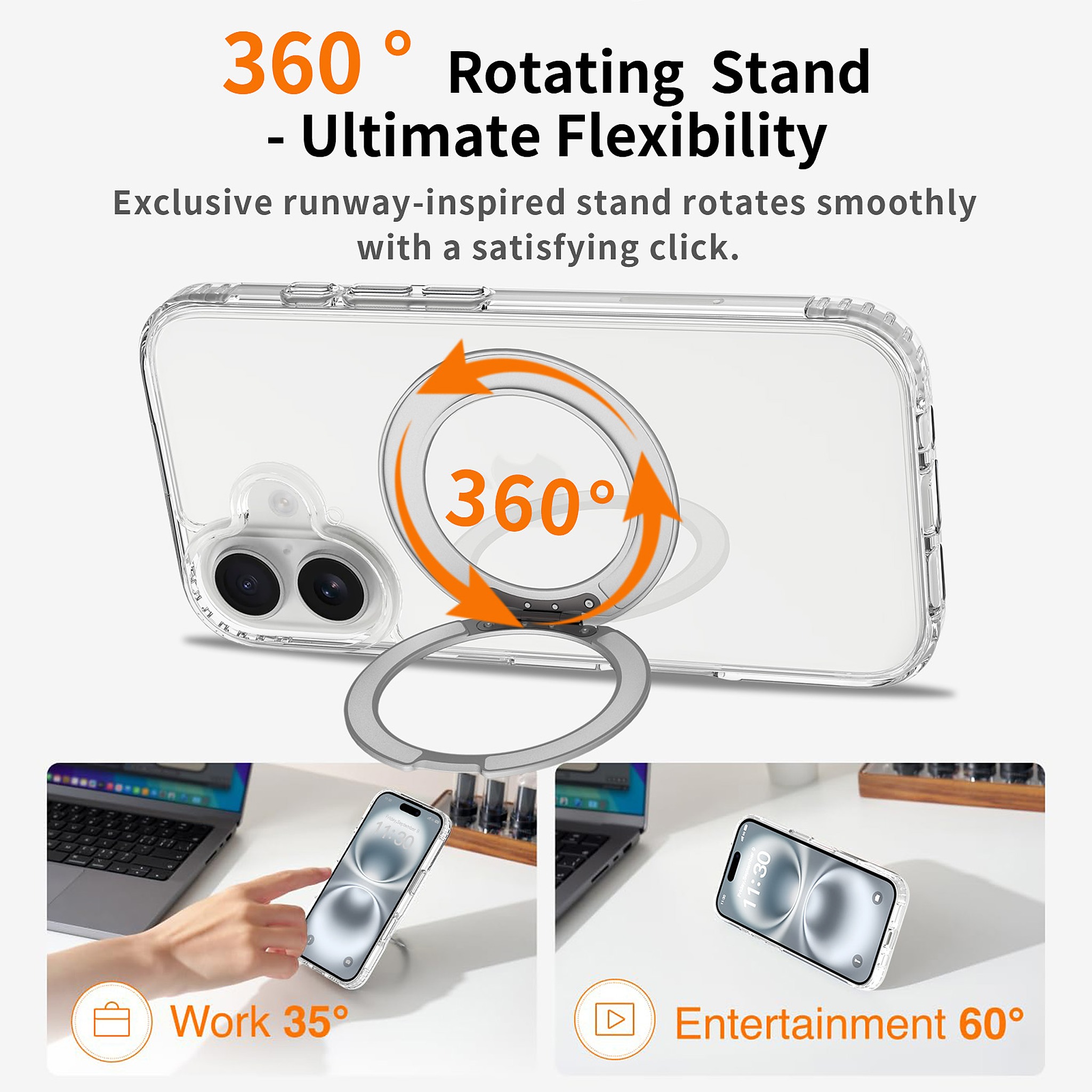 SendaFit Clear 360° Stand Case for iPhone 16 detail 32