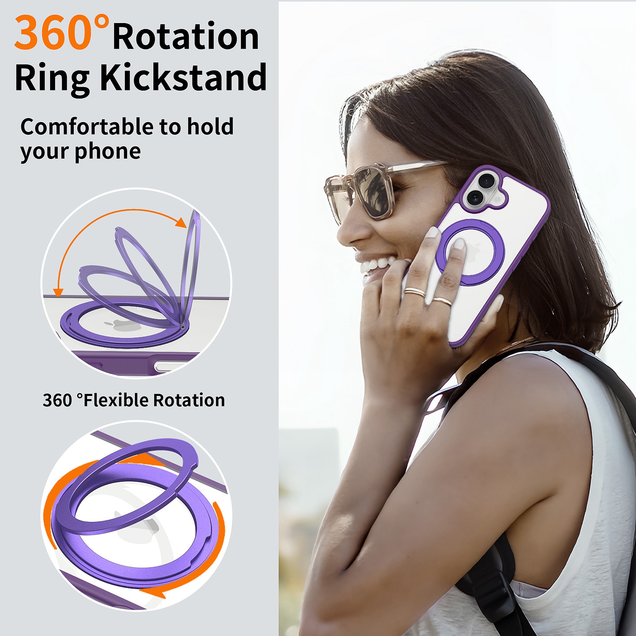 SendaFit Clear 360° Stand Case for iPhone 16 detail 6