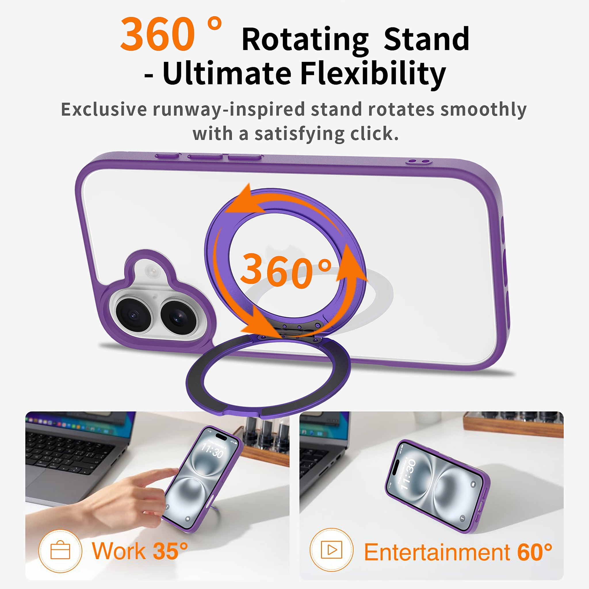 SendaFit Clear 360° Stand Case for iPhone 16 detail 7
