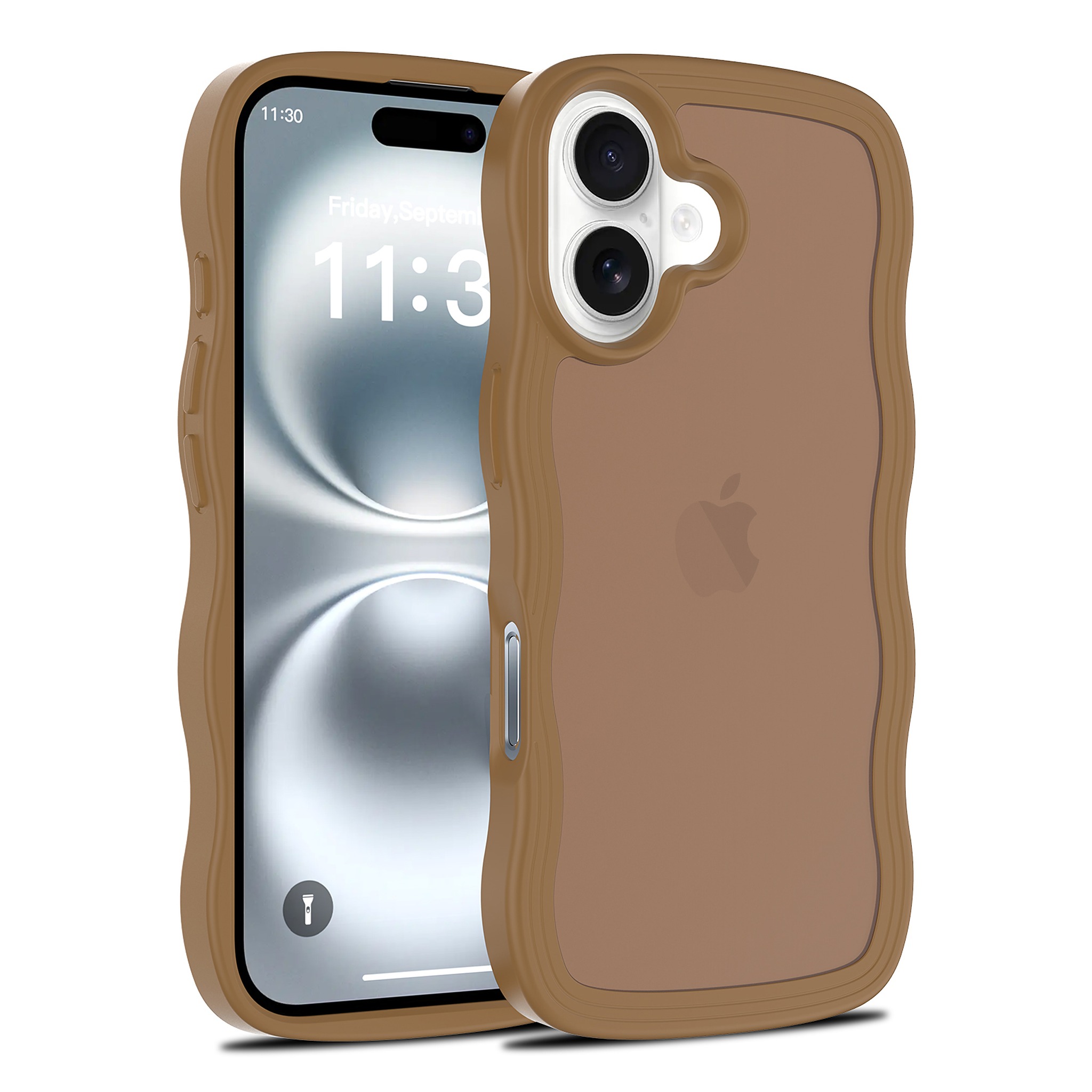 SendaFit Wavy Matte Two-in-One Case for iPhone 16 - Coffee Brown