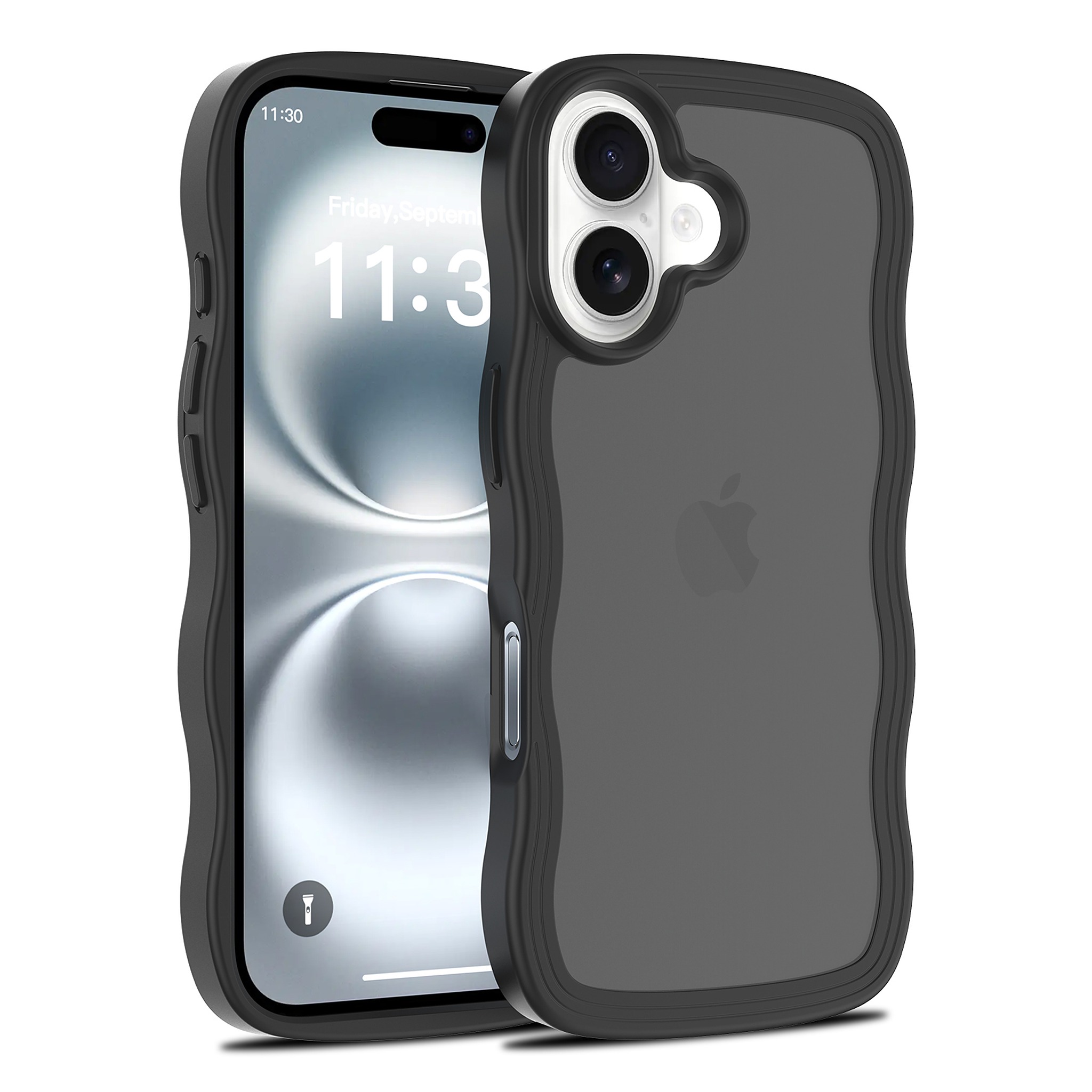 SendaFit Wavy Matte Two-in-One Case for iPhone 16 - Matte Black