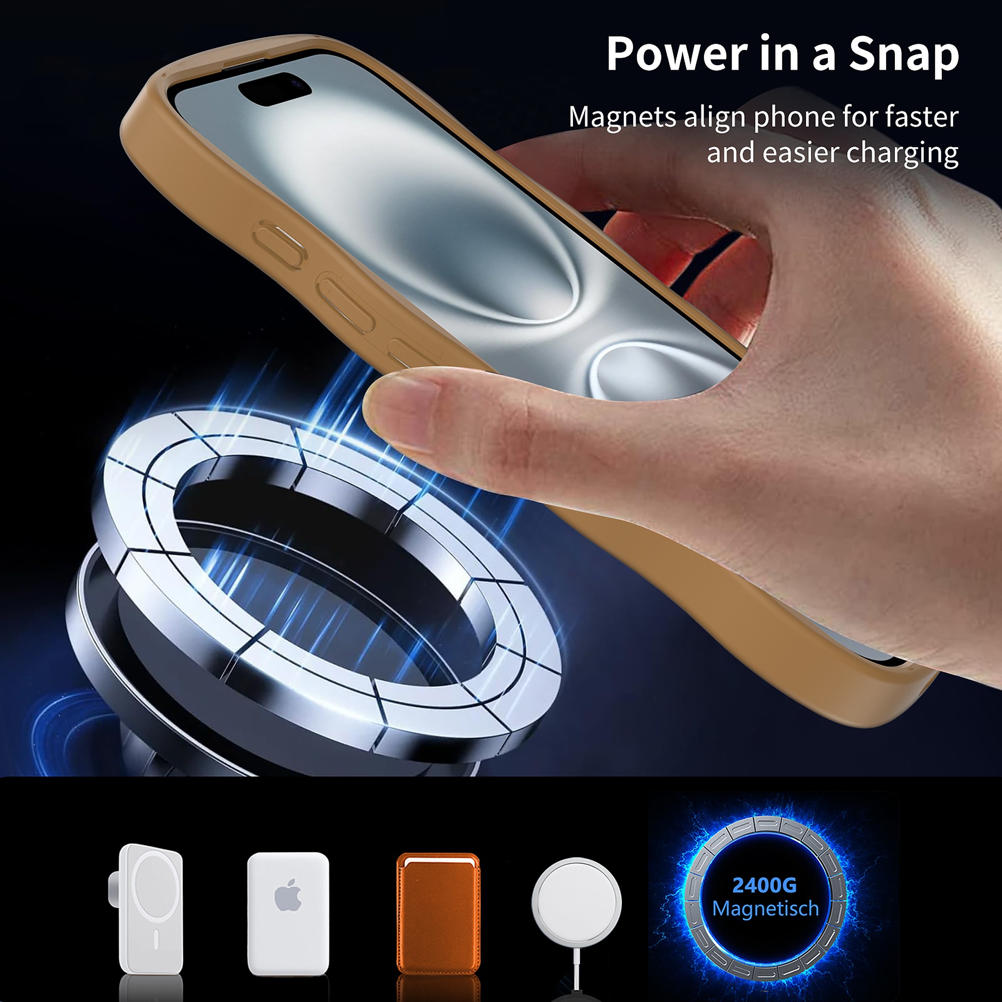SendaFit Wavy Matte Two-in-One MagSafe Case for iPhone 16 (Orange Accent) detail 1