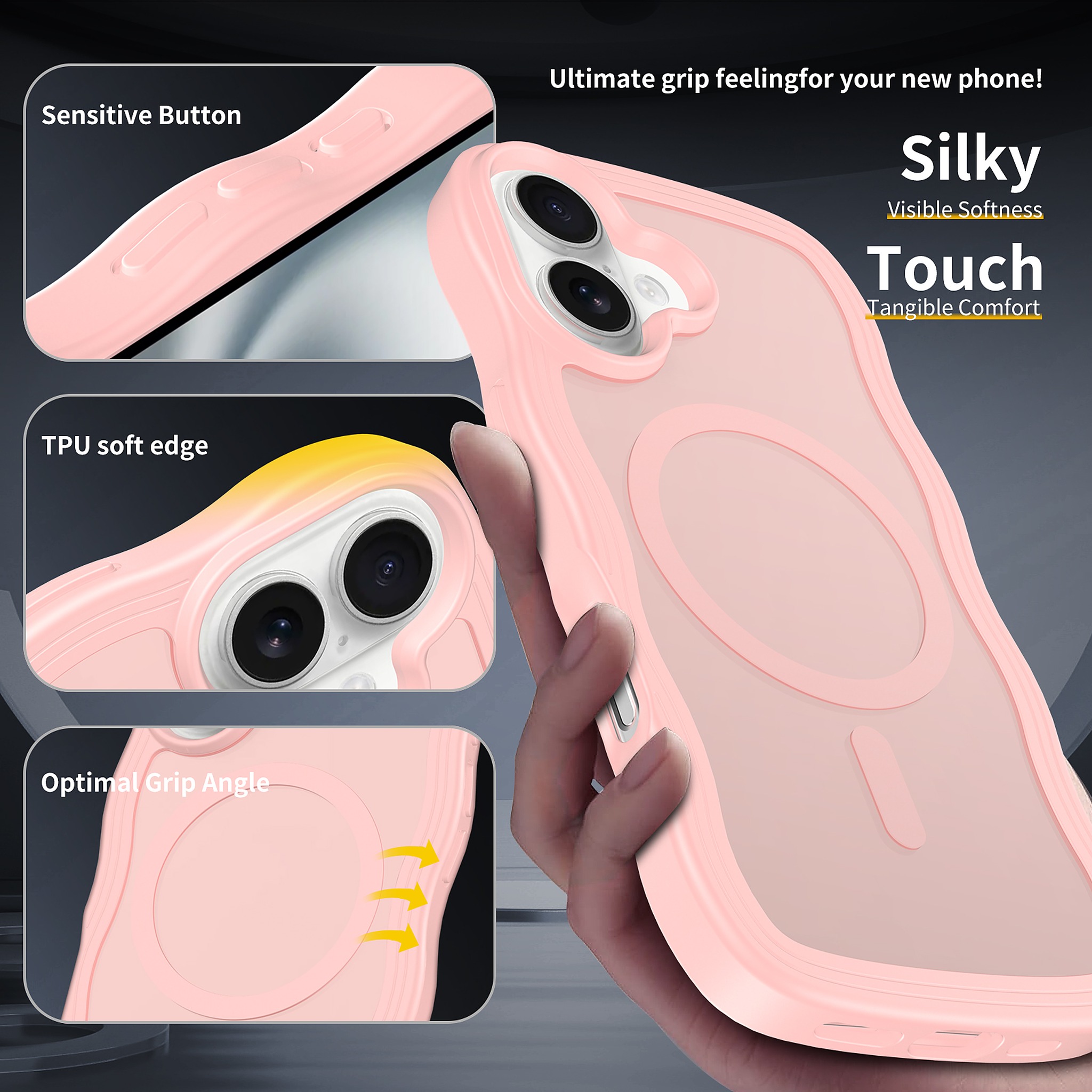 SendaFit Wavy Matte Two-in-One MagSafe Case for iPhone 16 (Orange Accent) detail 11