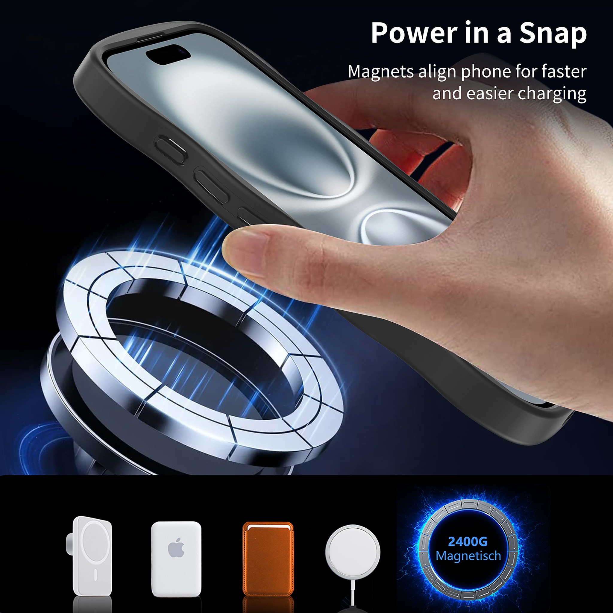 SendaFit Wavy Matte Two-in-One MagSafe Case for iPhone 16 (Orange Accent) detail 19