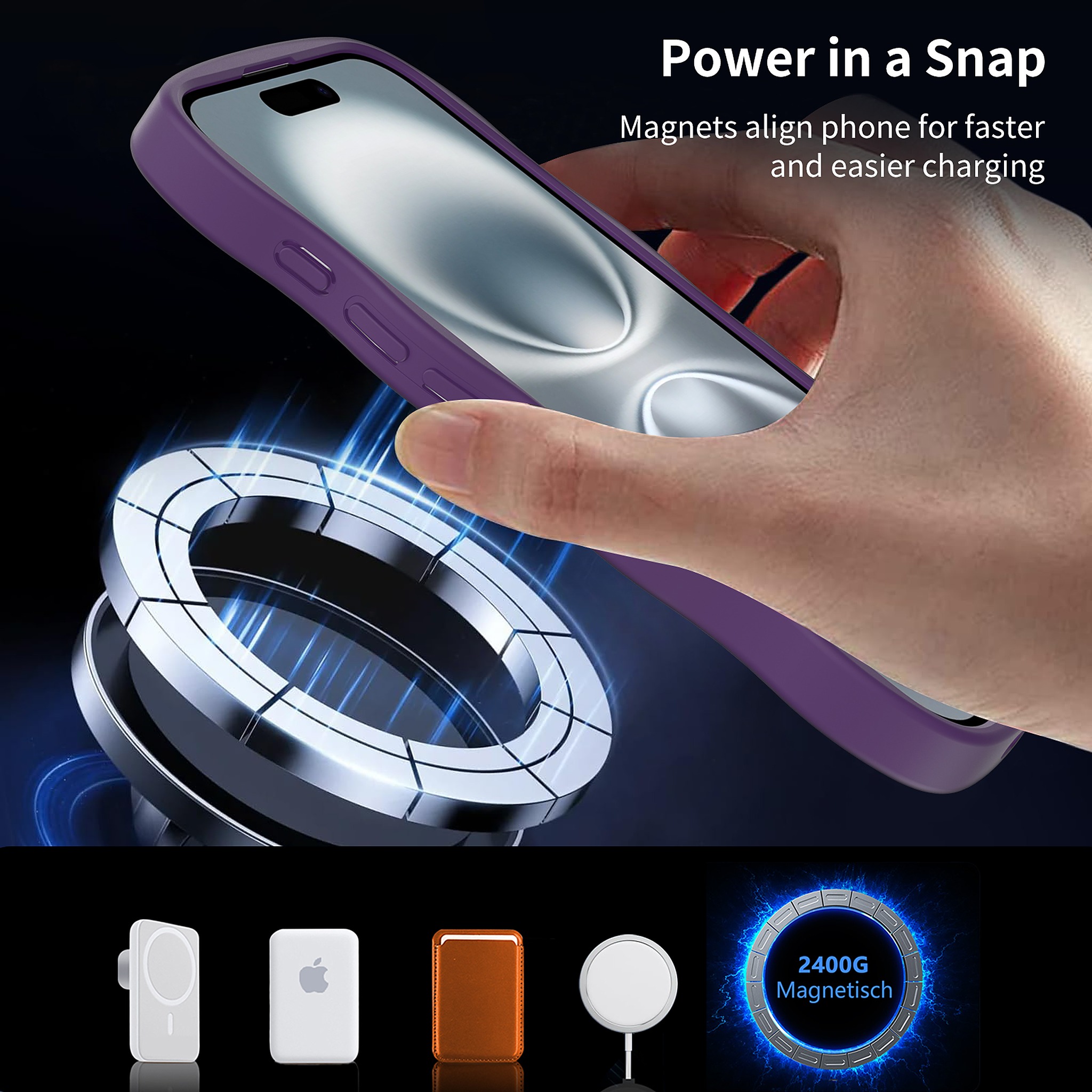 SendaFit Wavy Matte Two-in-One MagSafe Case for iPhone 16 (Orange Accent) detail 22