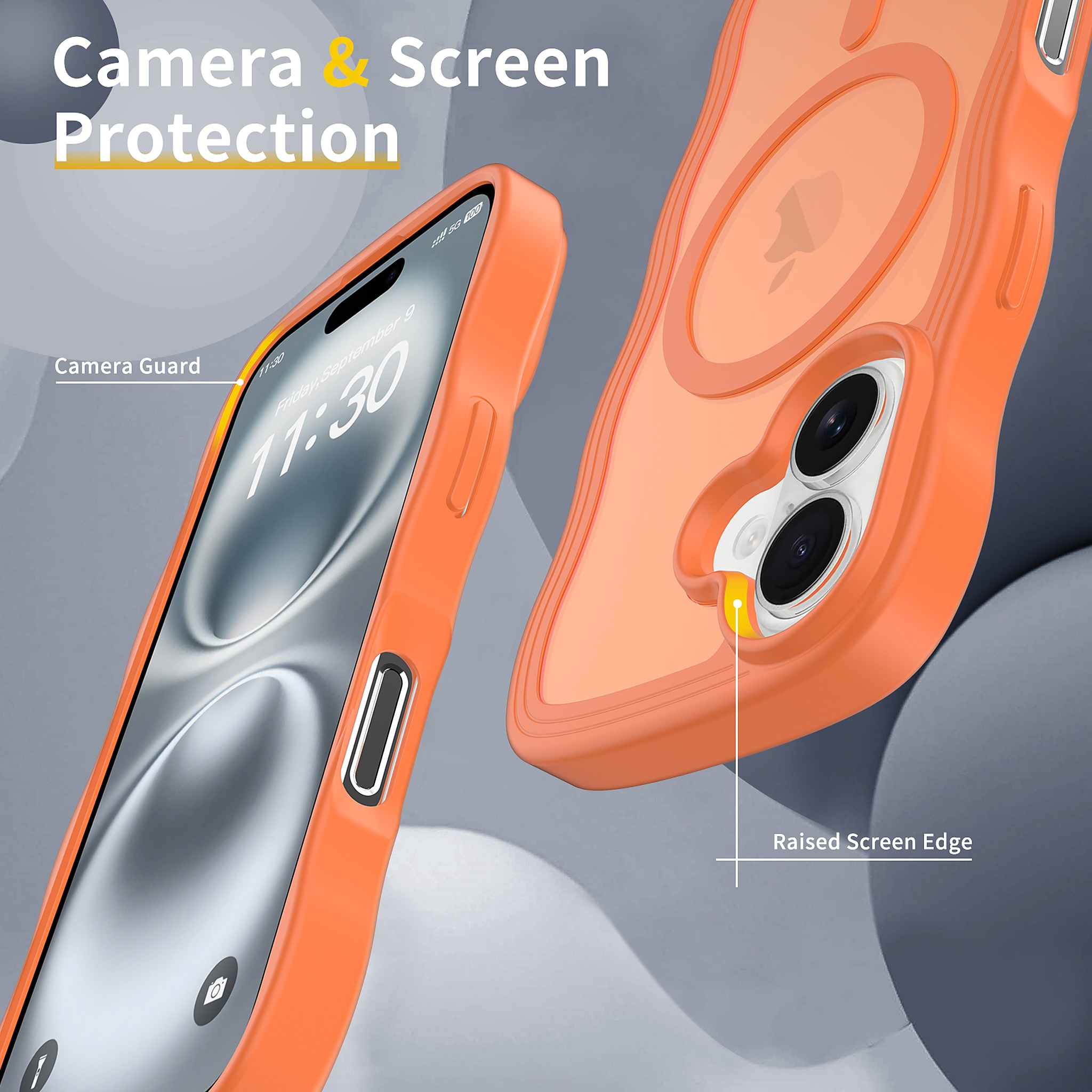SendaFit Wavy Matte Two-in-One MagSafe Case for iPhone 16 (Orange Accent) detail 24