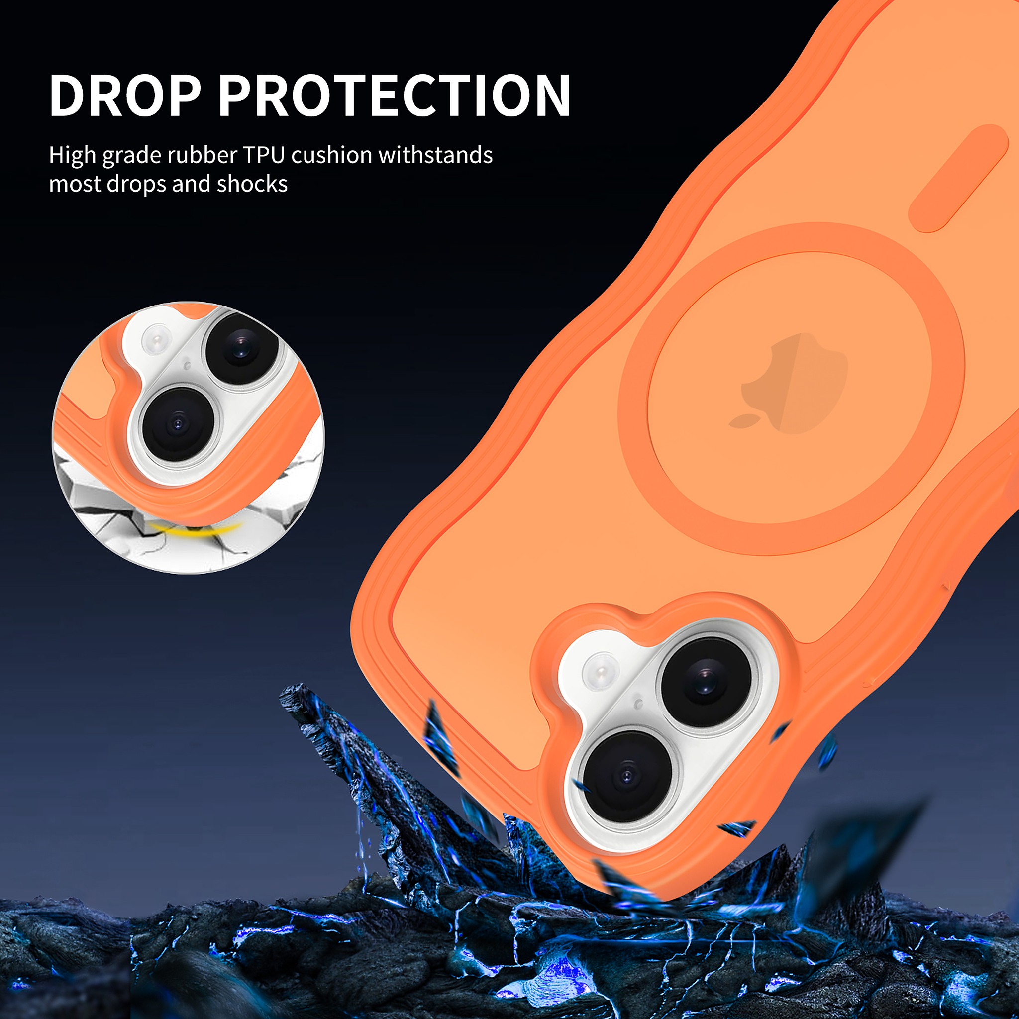 SendaFit Wavy Matte Two-in-One MagSafe Case for iPhone 16 (Orange Accent) detail 25