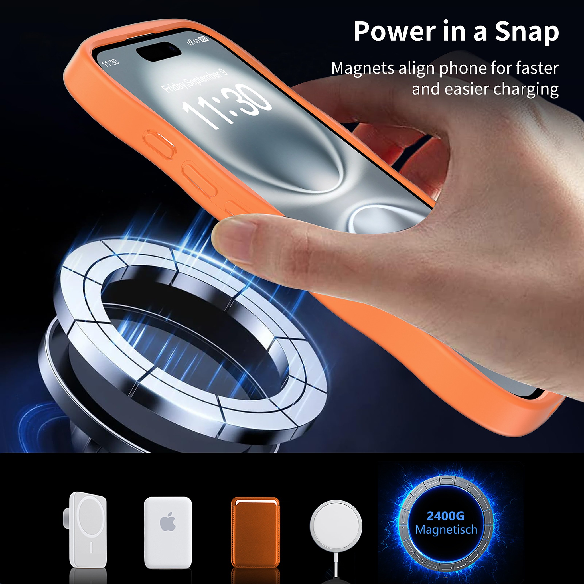 SendaFit Wavy Matte Two-in-One MagSafe Case for iPhone 16 (Orange Accent) detail 26