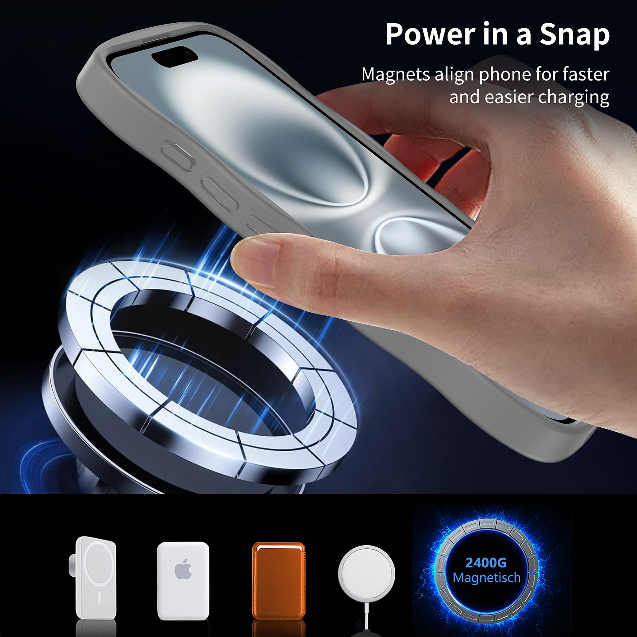 SendaFit Wavy Matte Two-in-One MagSafe Case for iPhone 16 (Orange Accent) detail 7