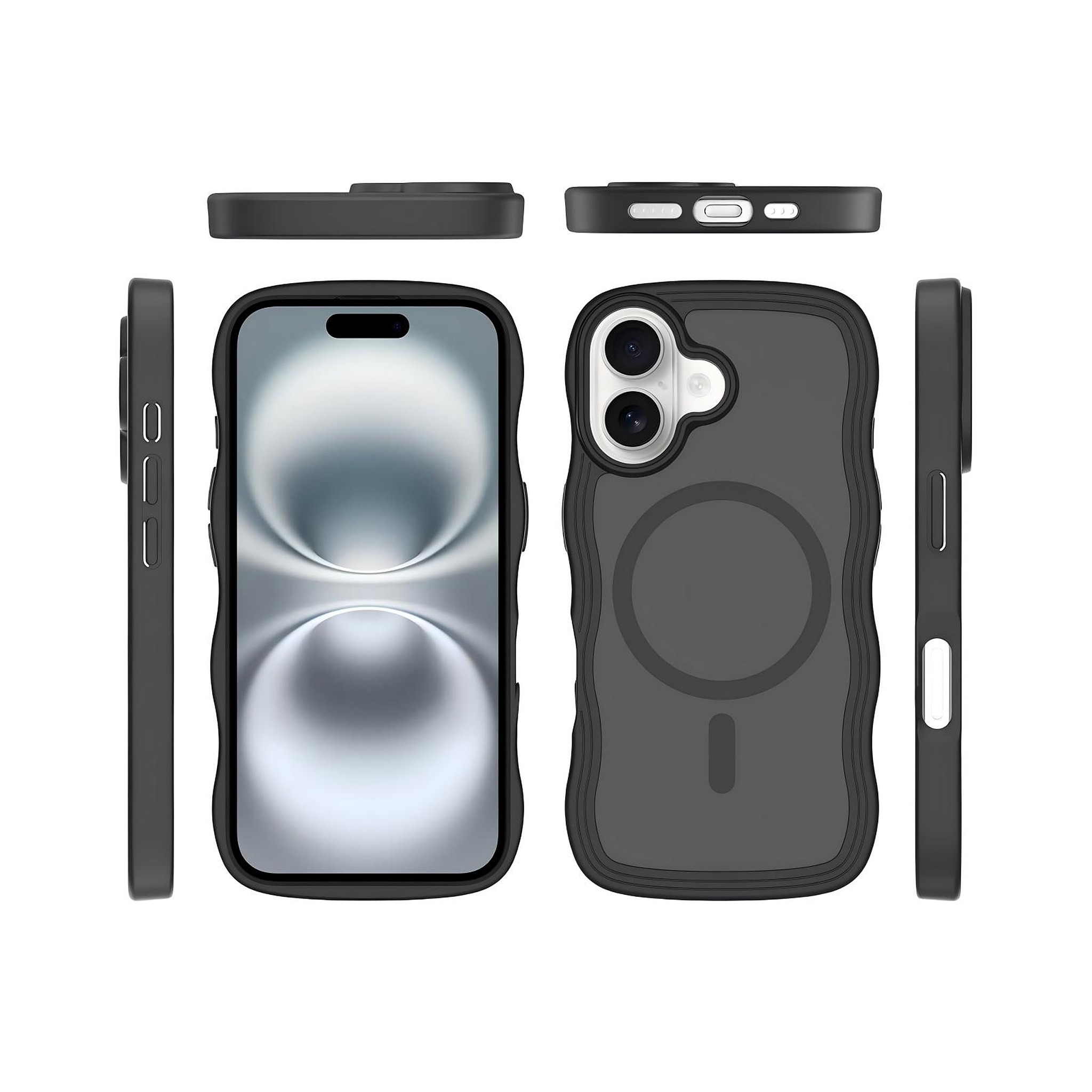 SendaFit Wavy Matte Two-in-One MagSafe Case for iPhone 16 (Orange Accent)