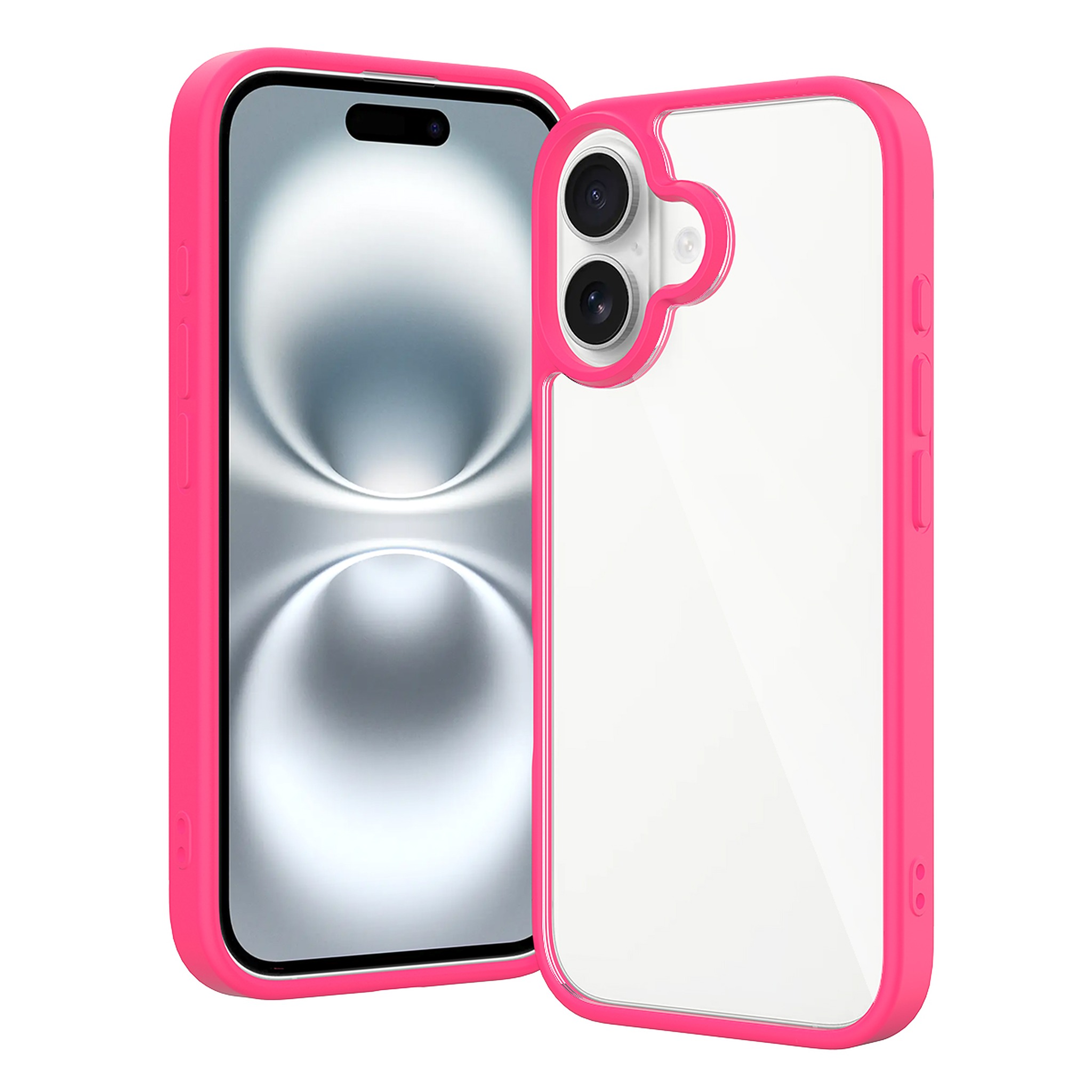 SendaFit Clear Two-in-One Case for iPhone 16 - Rose Red