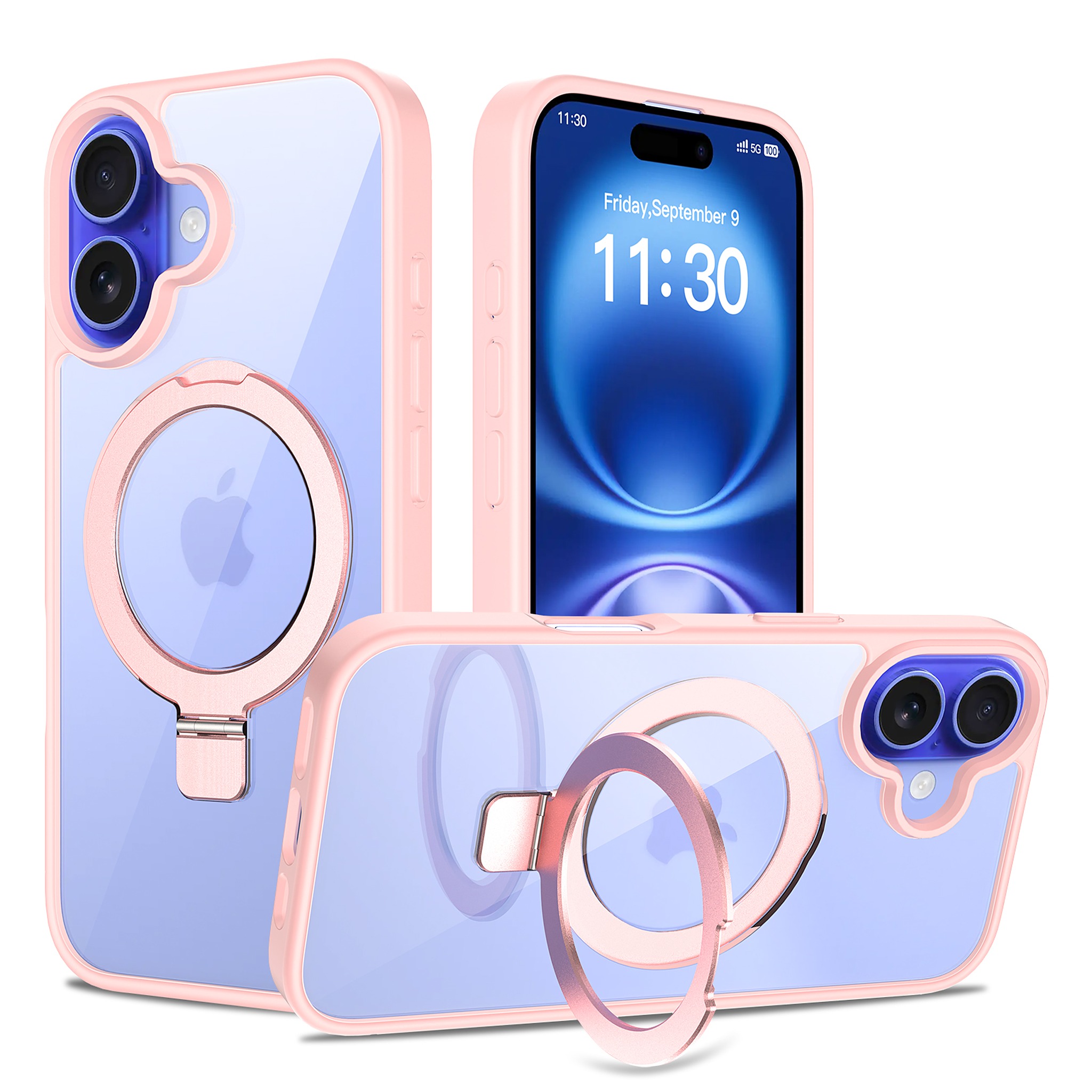 SendaFit Clear Racket-Stand Case for iPhone 16 - Light Pink