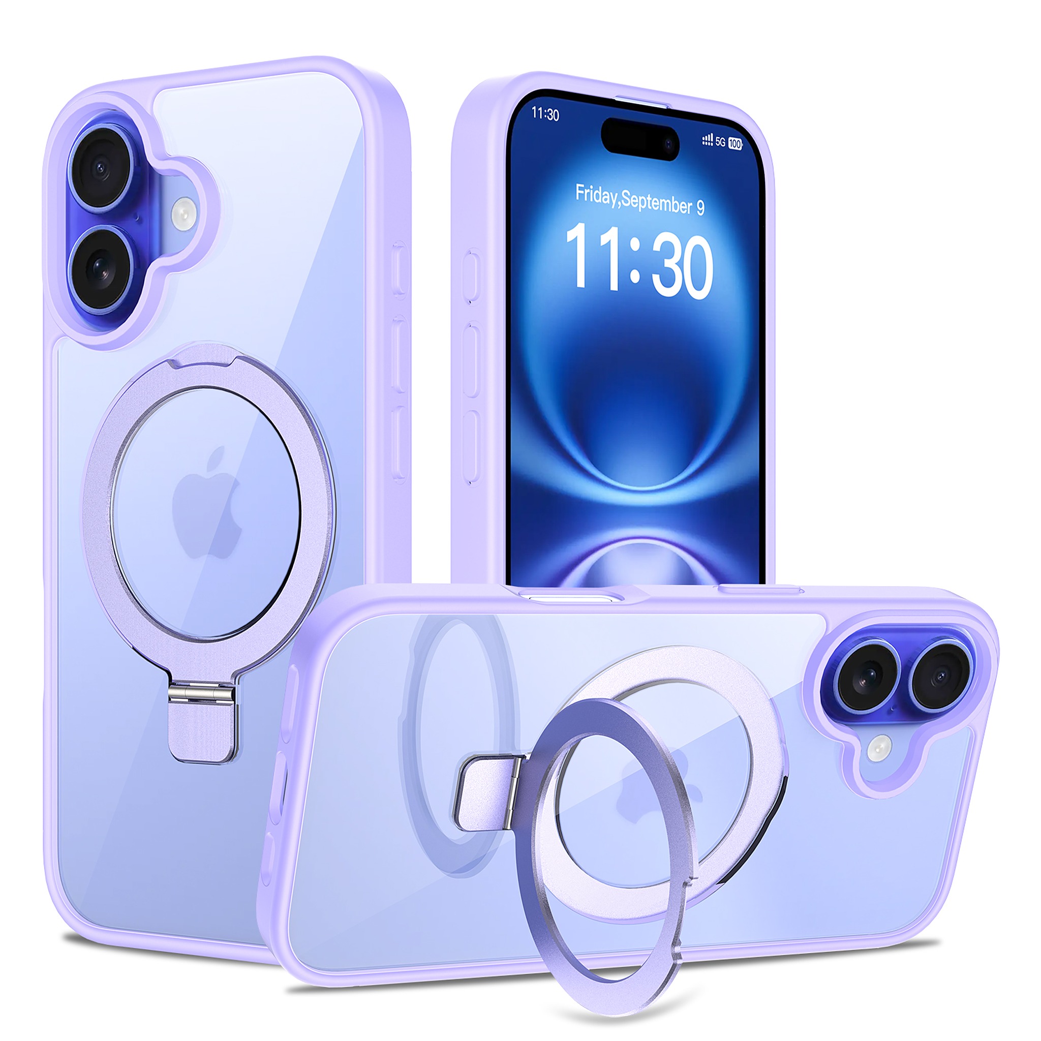 SendaFit Clear Racket-Stand Case for iPhone 16 - Light Purple