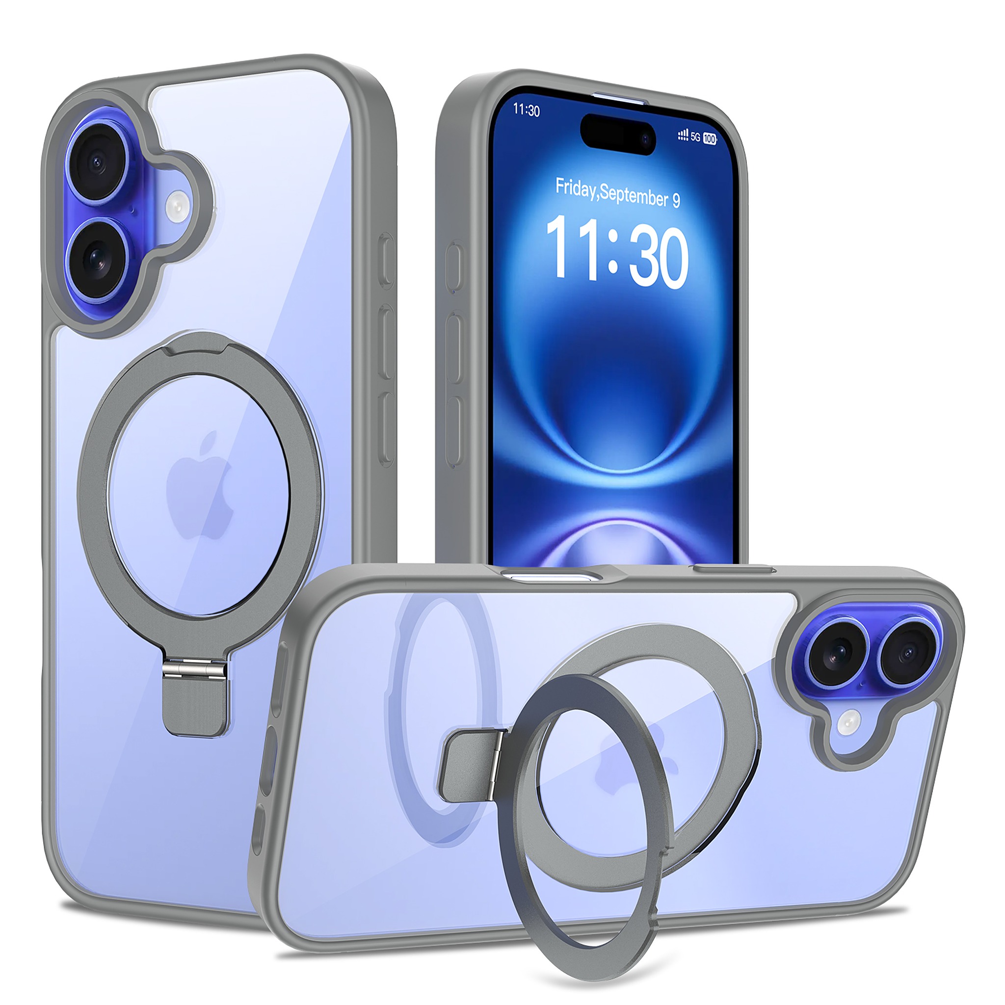 SendaFit Clear Racket-Stand Case for iPhone 16 - Dark Gray