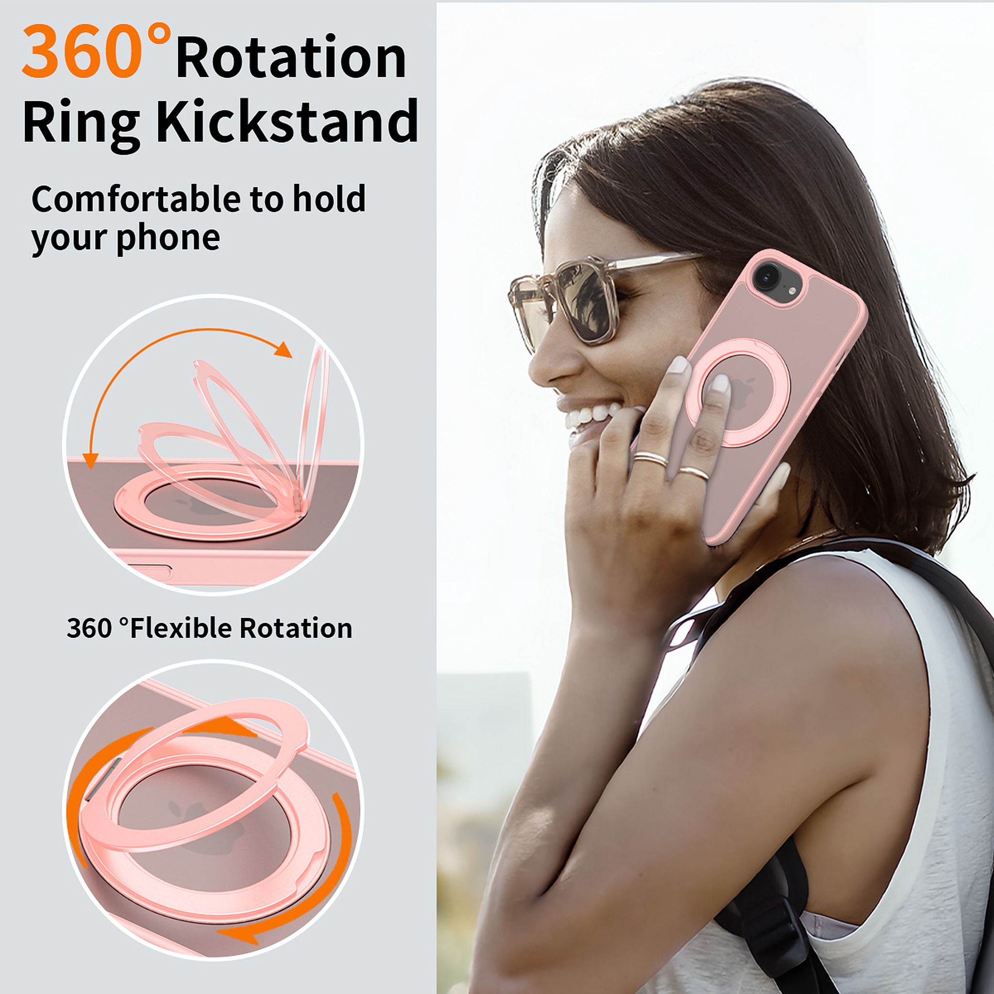 SendaFit Matte Skin-Feel 360° Stand Case for iPhone 16e detail 12