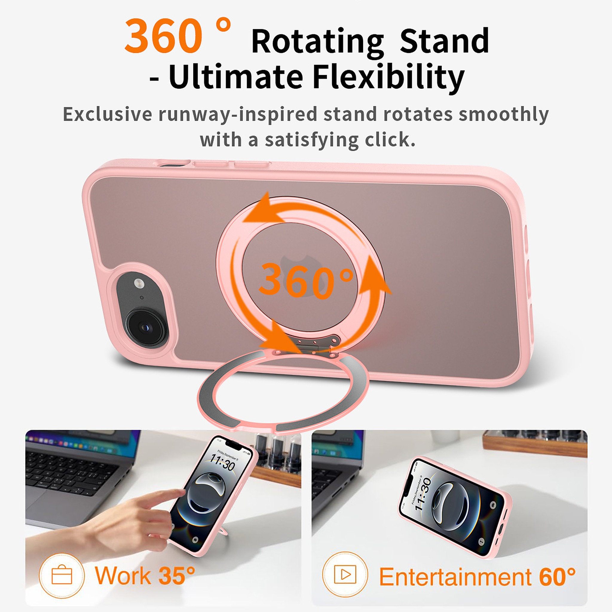 SendaFit Matte Skin-Feel 360° Stand Case for iPhone 16e detail 13