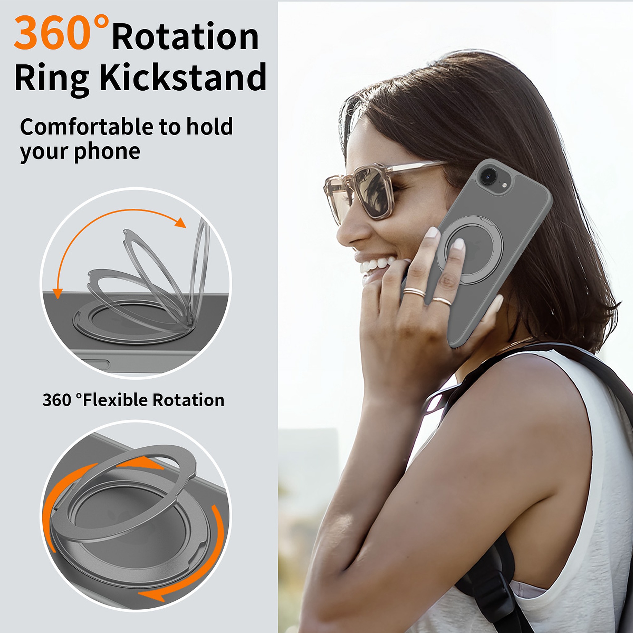 SendaFit Matte Skin-Feel 360° Stand Case for iPhone 16e detail 17