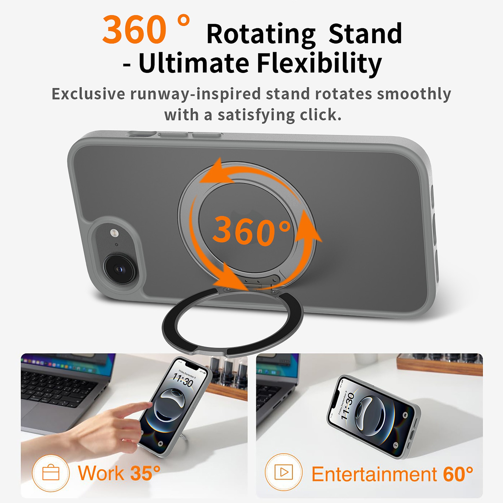 SendaFit Matte Skin-Feel 360° Stand Case for iPhone 16e detail 19
