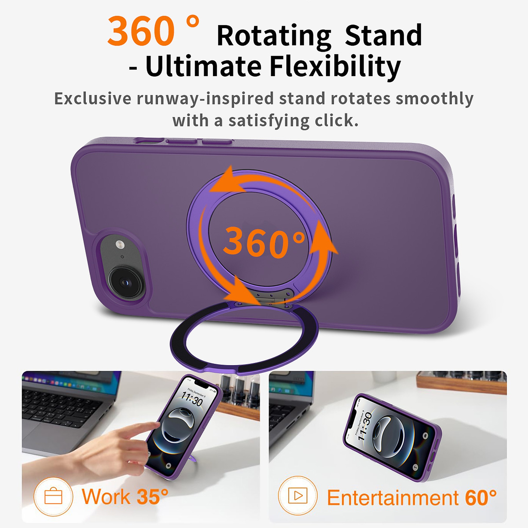 SendaFit Matte Skin-Feel 360° Stand Case for iPhone 16e detail 24