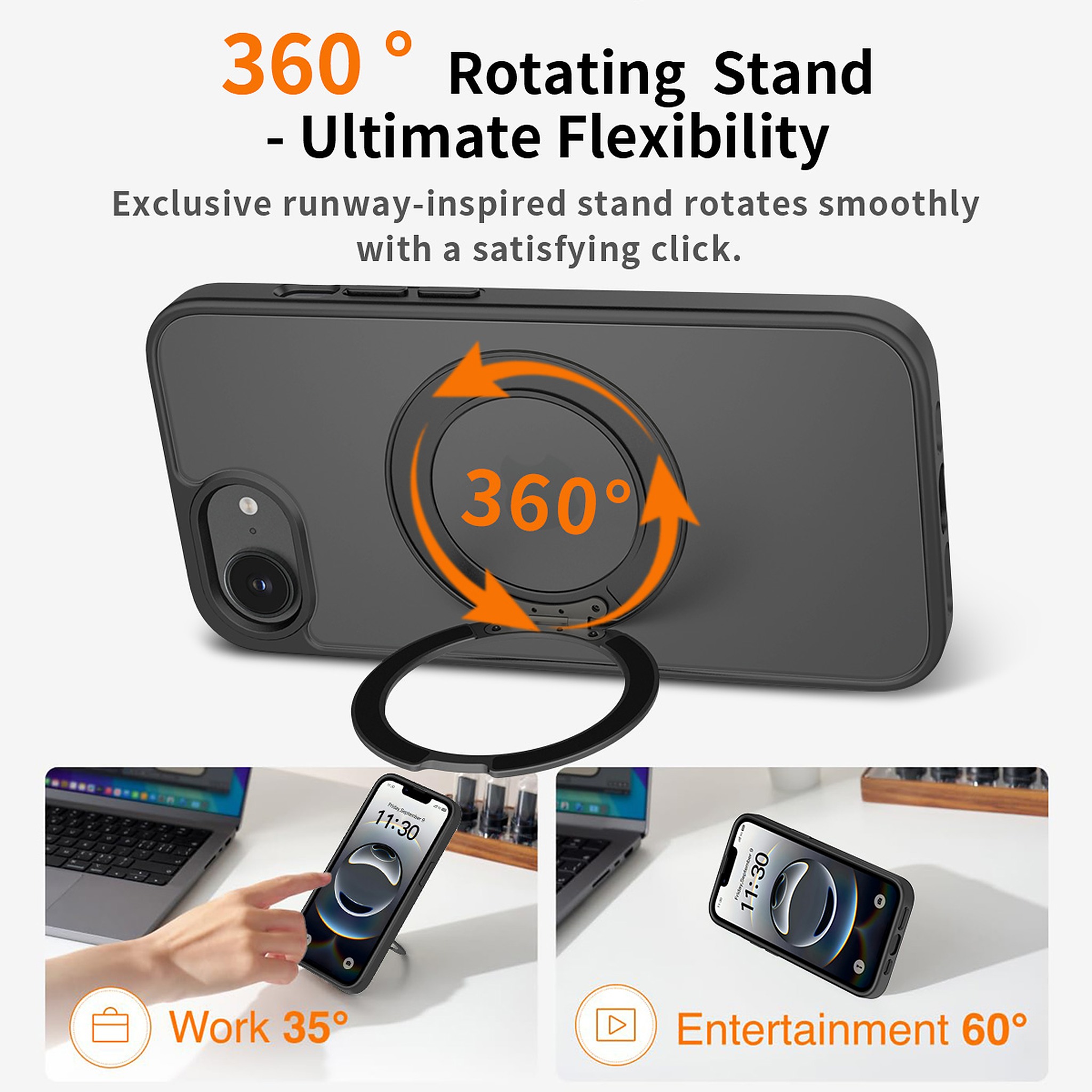 SendaFit Matte Skin-Feel 360° Stand Case for iPhone 16e detail 28