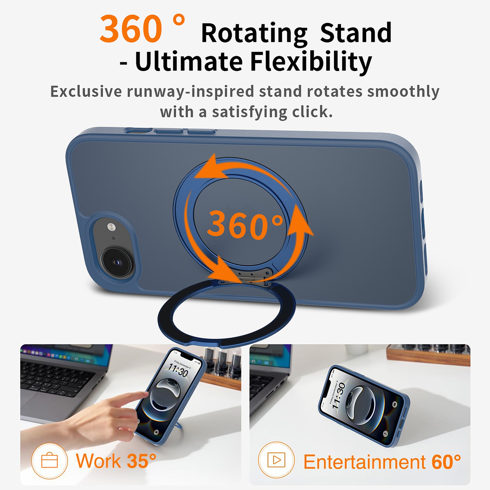 SendaFit Matte Skin-Feel 360° Stand Case for iPhone 16e detail 3