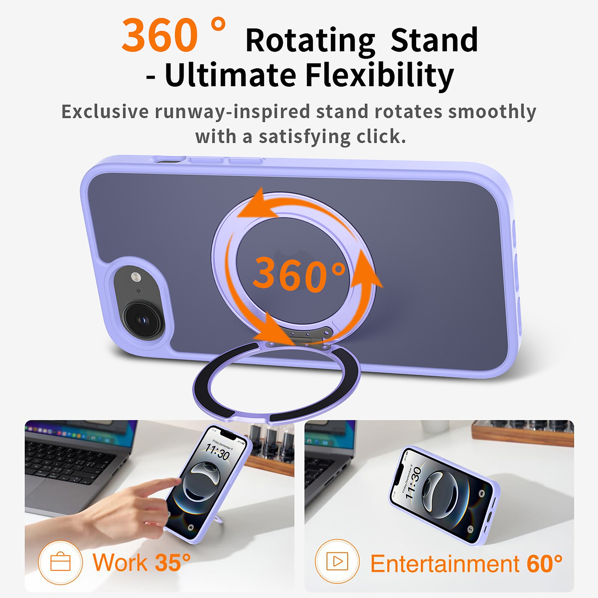 SendaFit Matte Skin-Feel 360° Stand Case for iPhone 16e detail 8