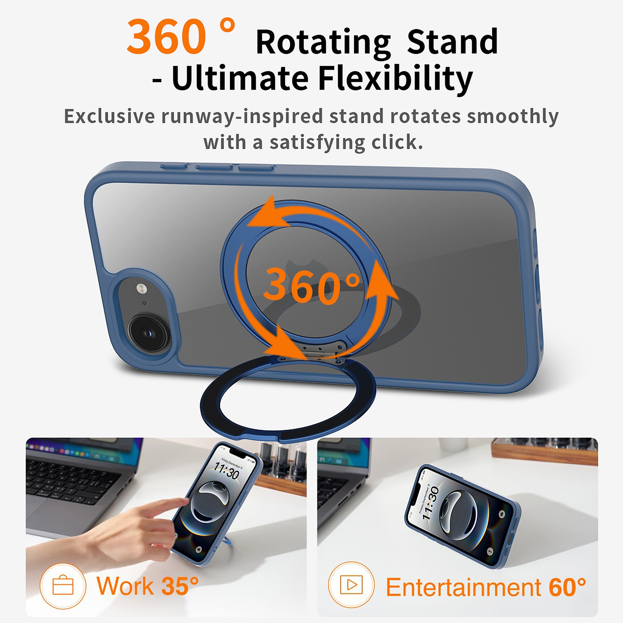 SendaFit Clear 360° Stand Case for iPhone 16e detail 13