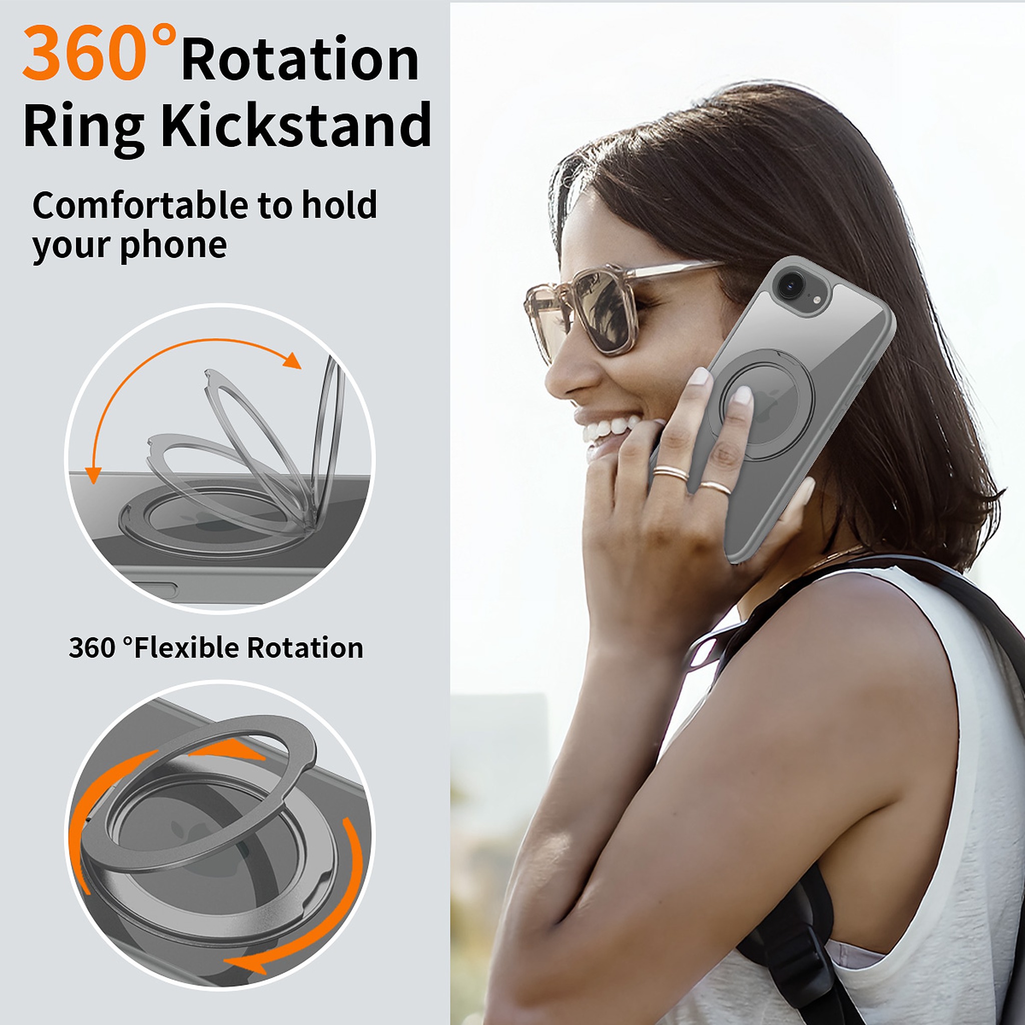 SendaFit Clear 360° Stand Case for iPhone 16e detail 18