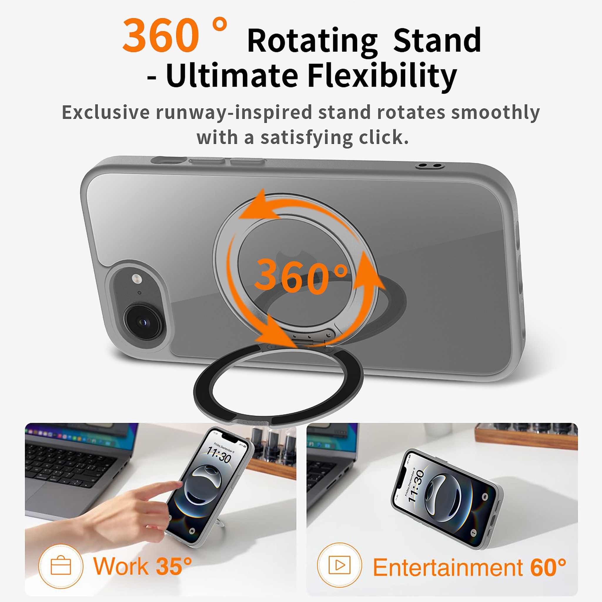 SendaFit Clear 360° Stand Case for iPhone 16e detail 19