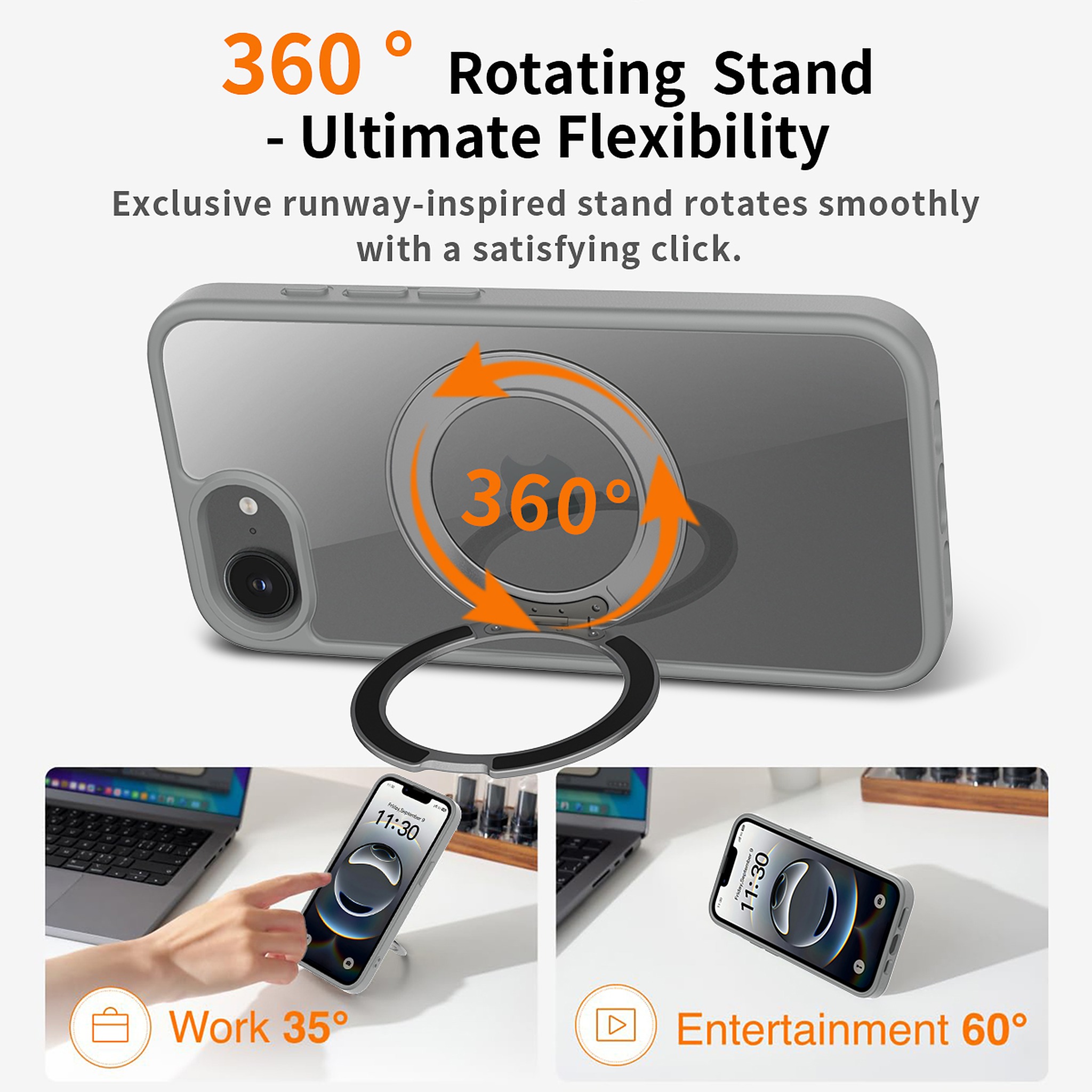 SendaFit Clear 360° Stand Case for iPhone 16e detail 20