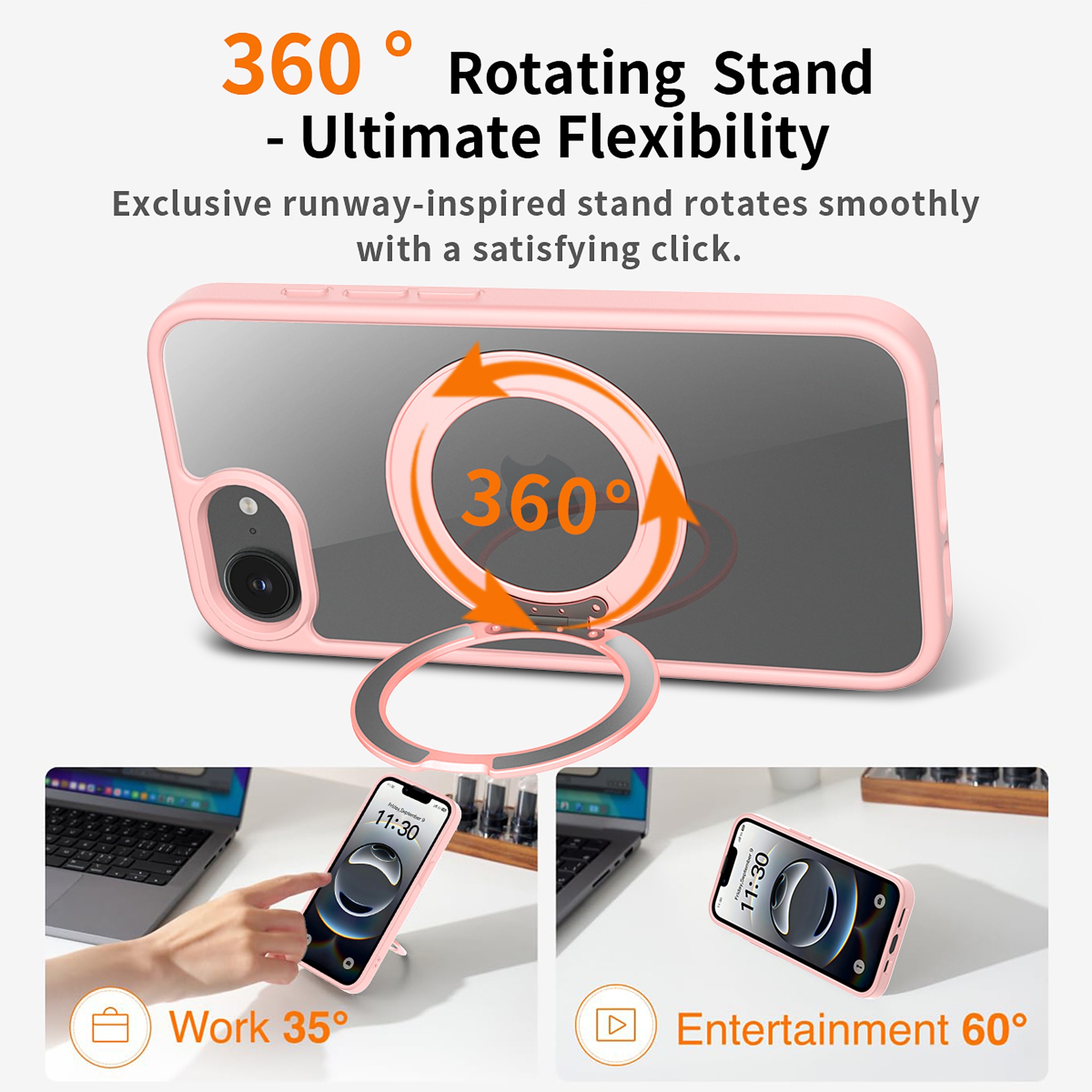SendaFit Clear 360° Stand Case for iPhone 16e detail 25