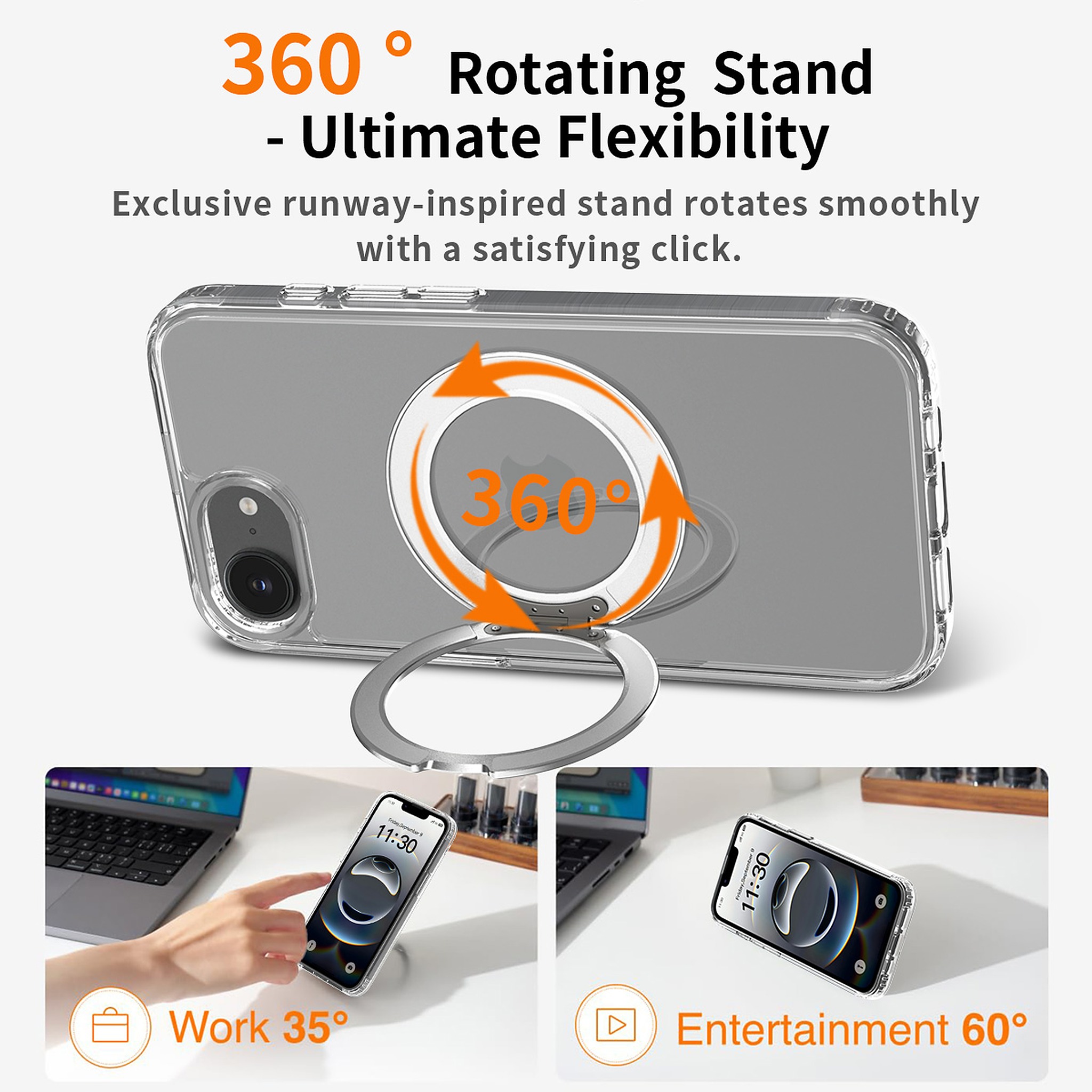 SendaFit Clear 360° Stand Case for iPhone 16e detail 28