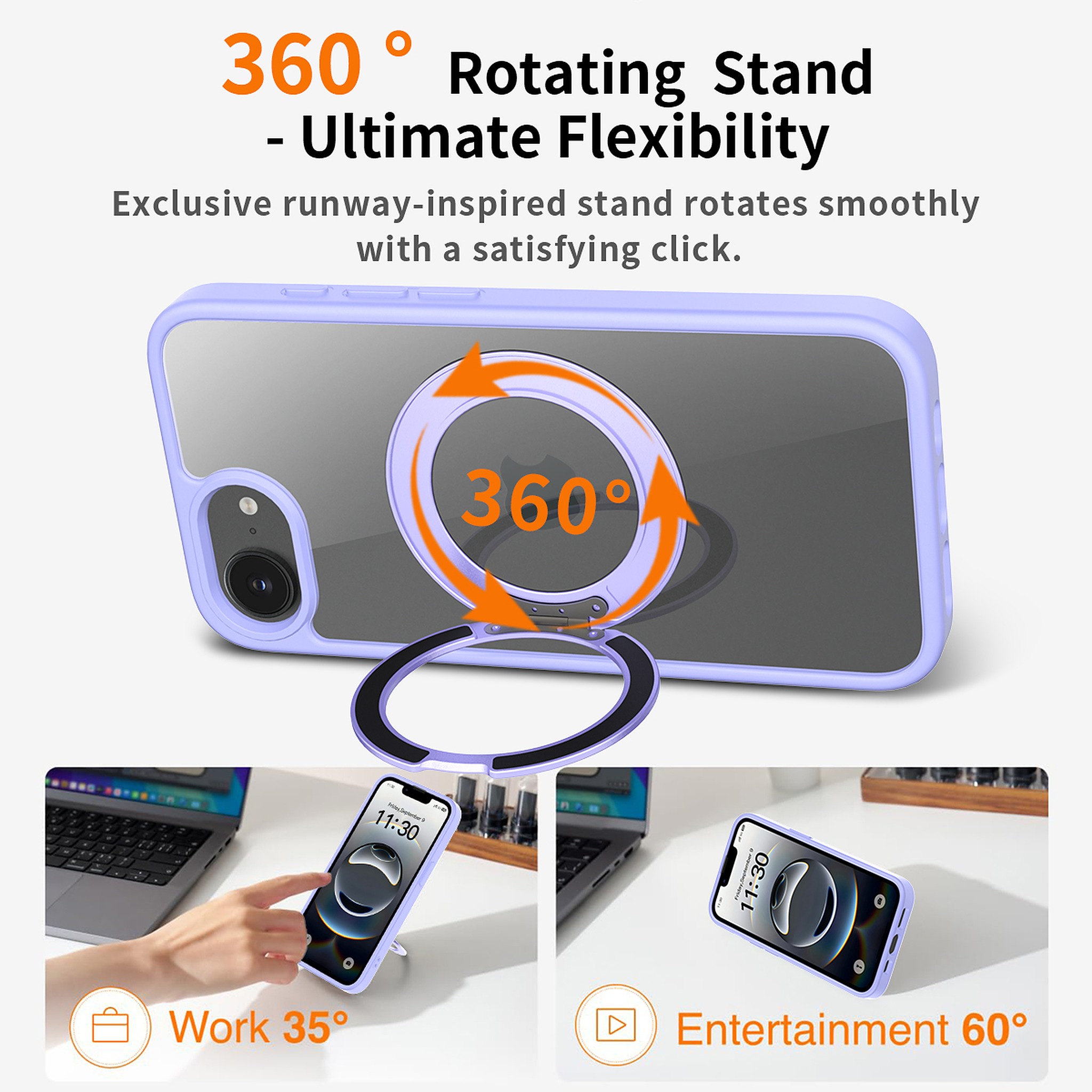 SendaFit Clear 360° Stand Case for iPhone 16e detail 3