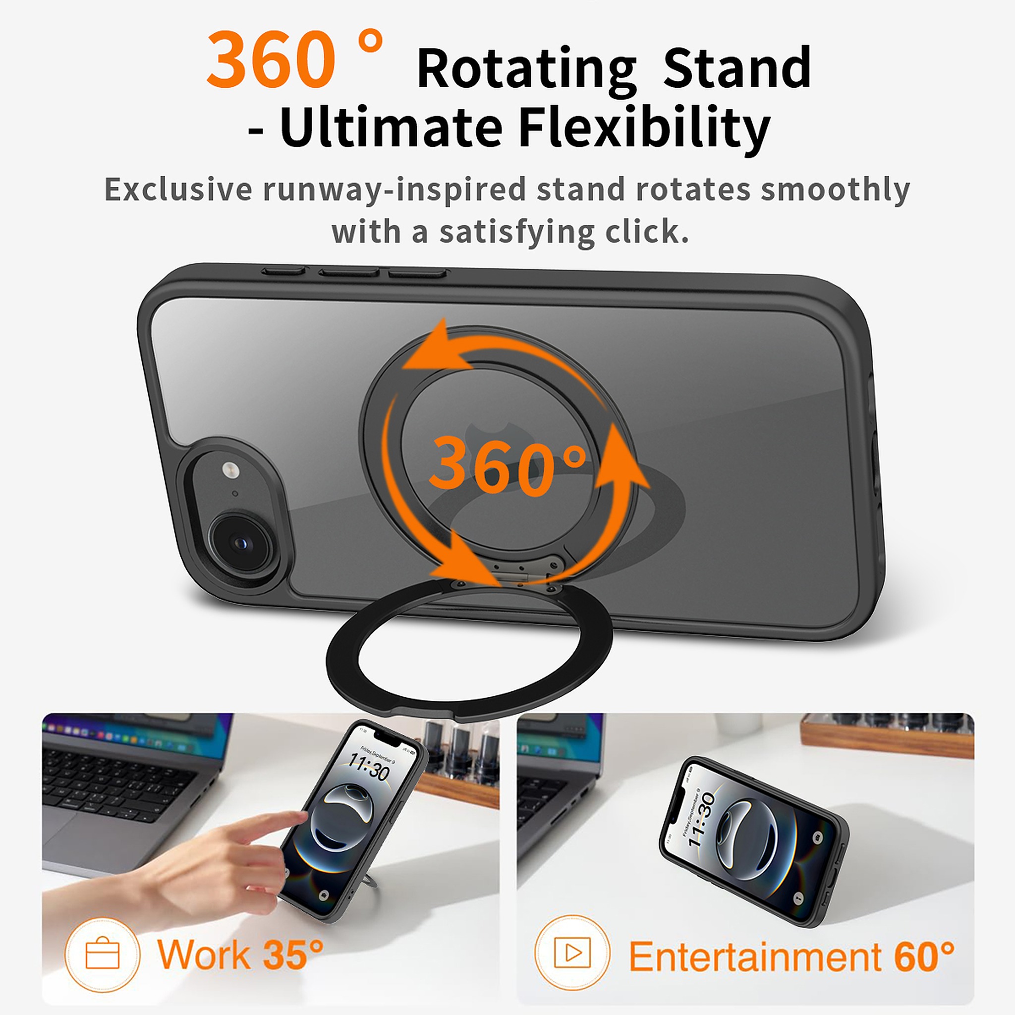 SendaFit Clear 360° Stand Case for iPhone 16e detail 8