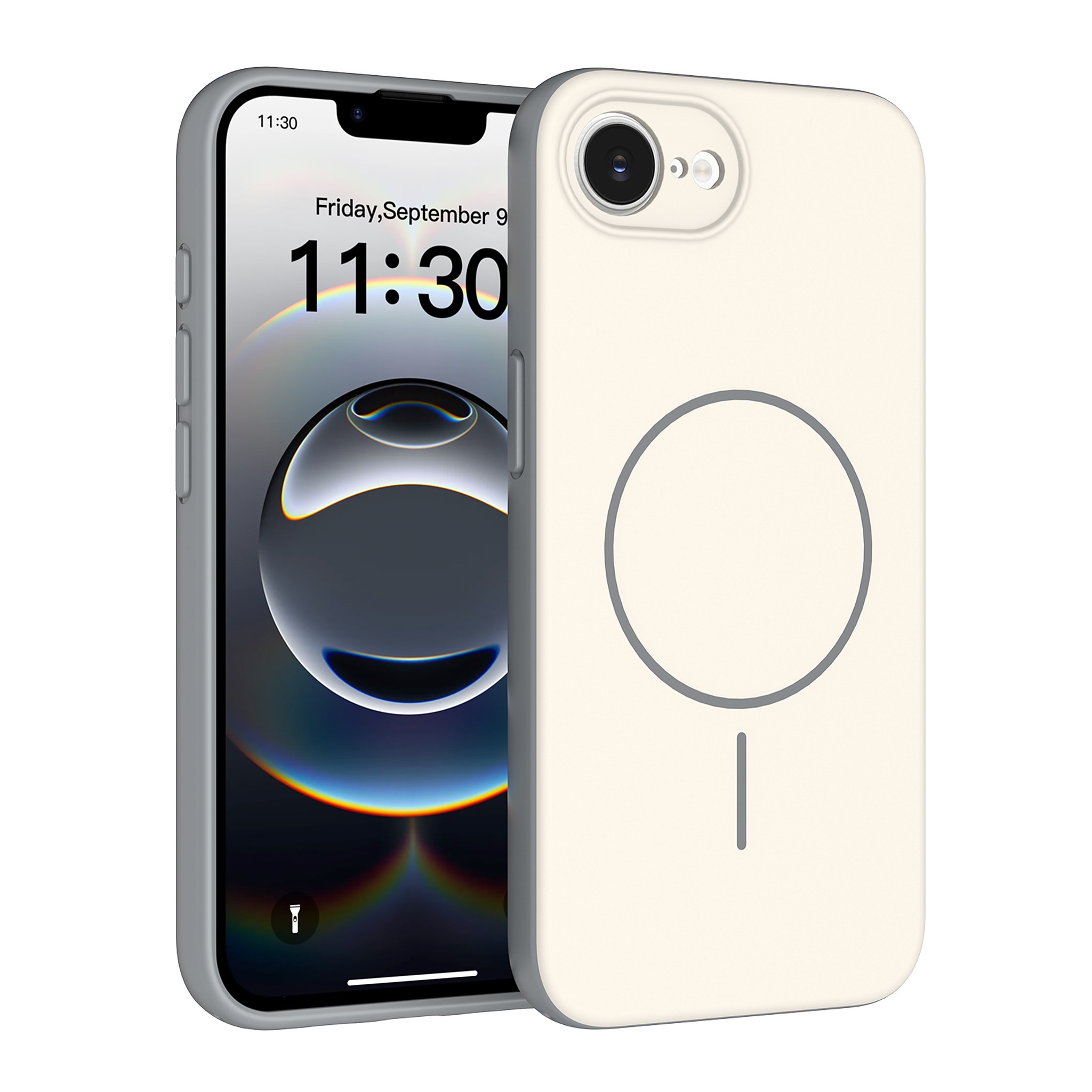 SendaFit Skin-Feel Two-in-One MagSafe Case for iPhone 16e (003 Batch) - Gray White