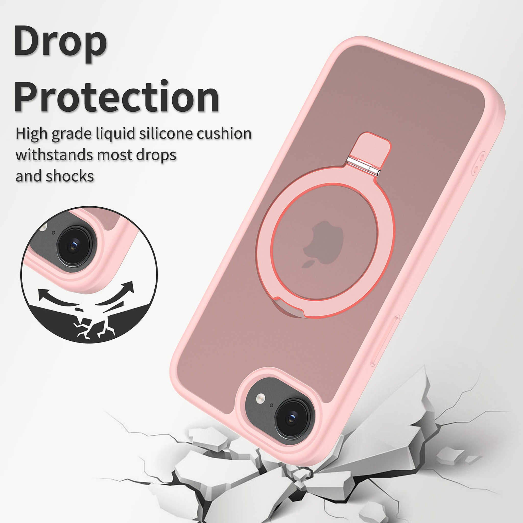 SendaFit Matte Skin-Feel Racket-Stand Case for iPhone 16e detail 1
