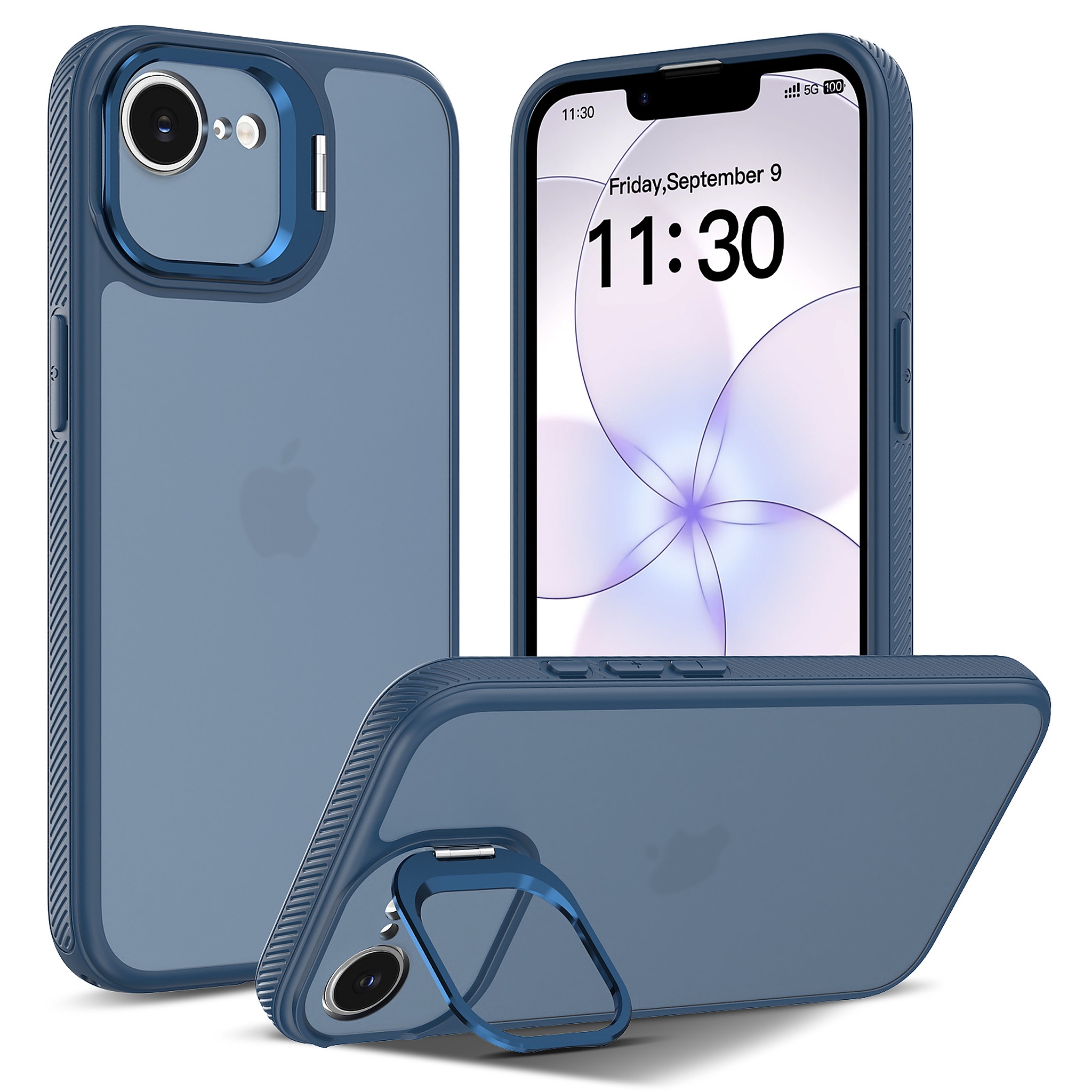 SendaFit Precise-Cutout Camera Stand Case for iPhone 16e - Royal Blue