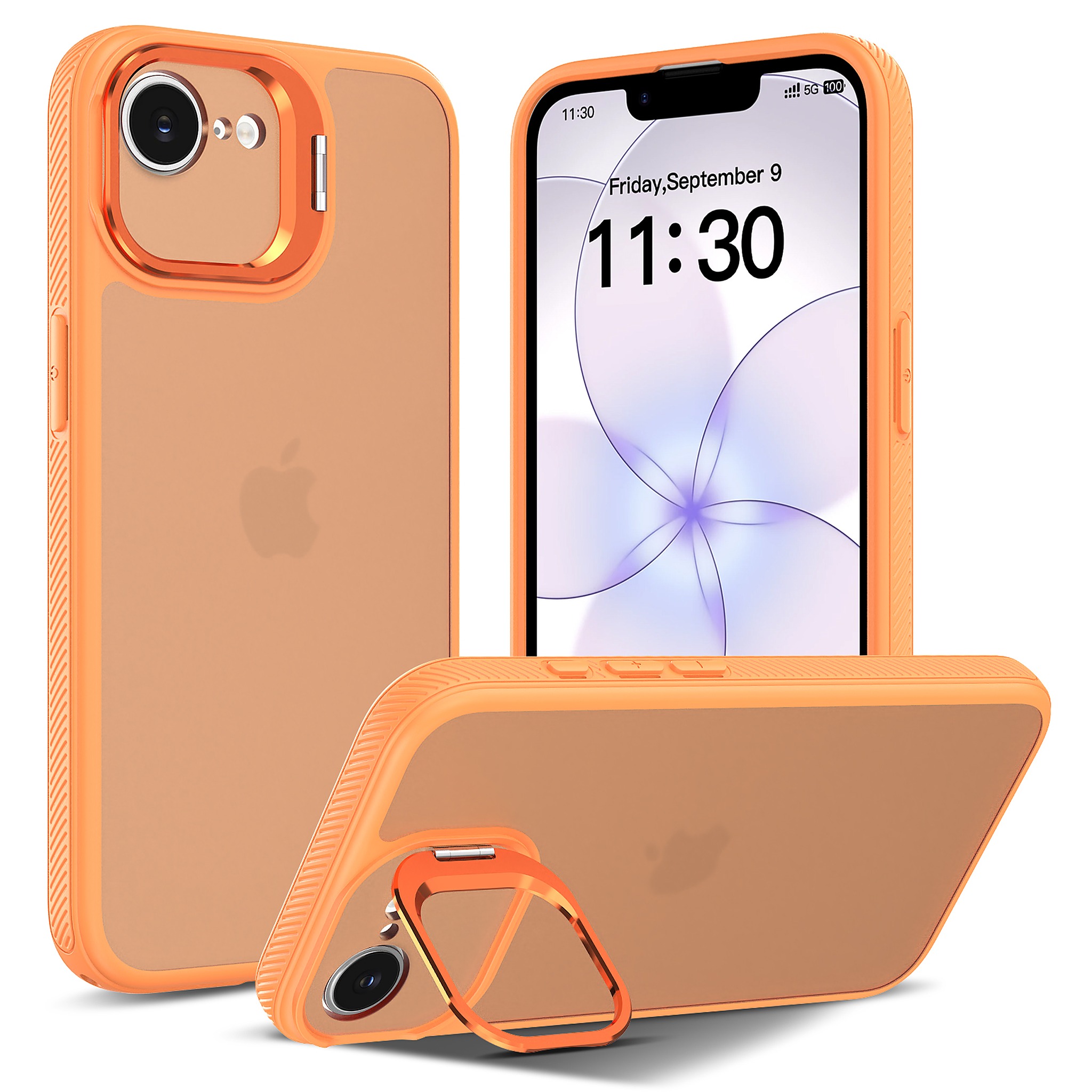 SendaFit Precise-Cutout Camera Stand Case for iPhone 16e - Orange
