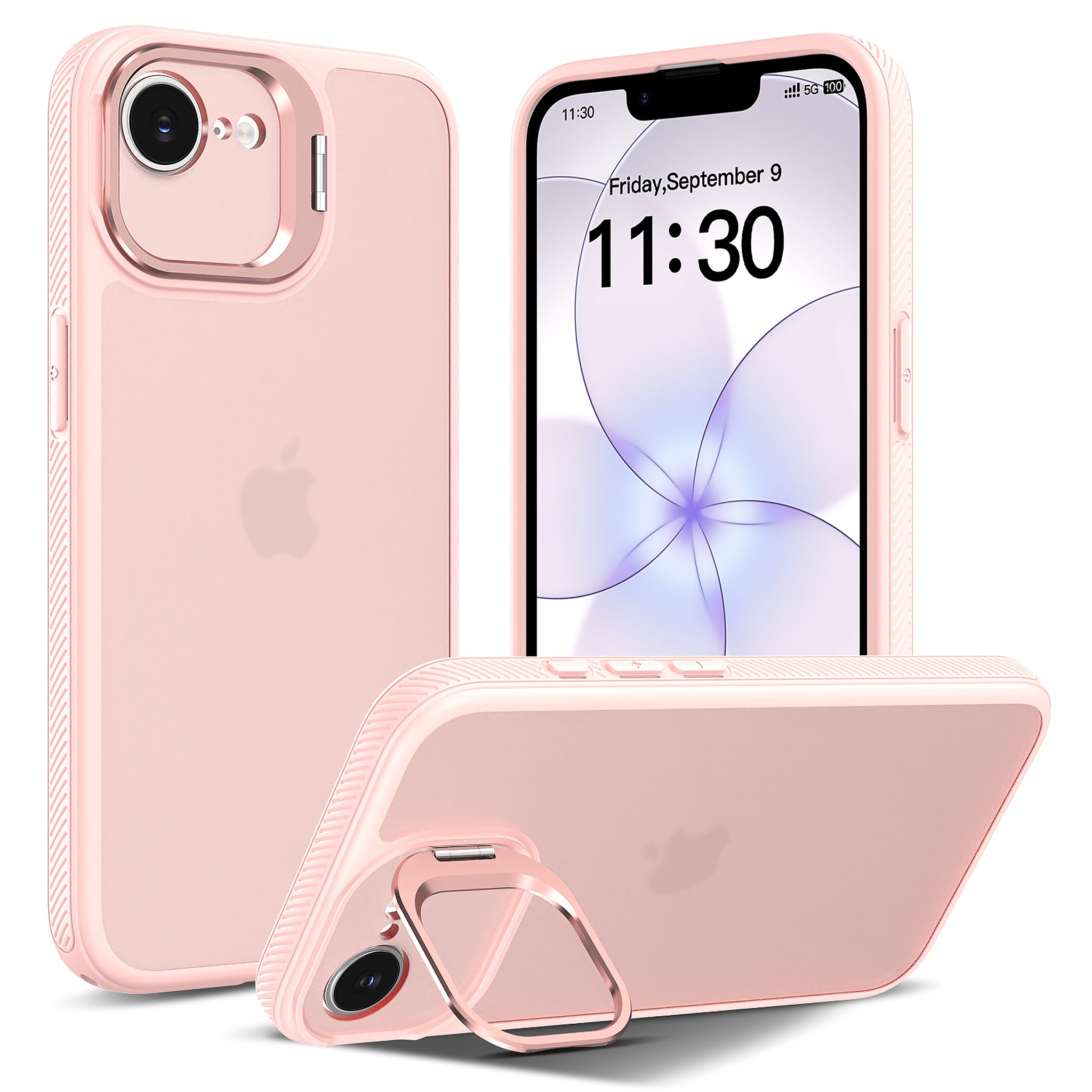SendaFit Precise-Cutout Camera Stand Case for iPhone 16e - Light Pink