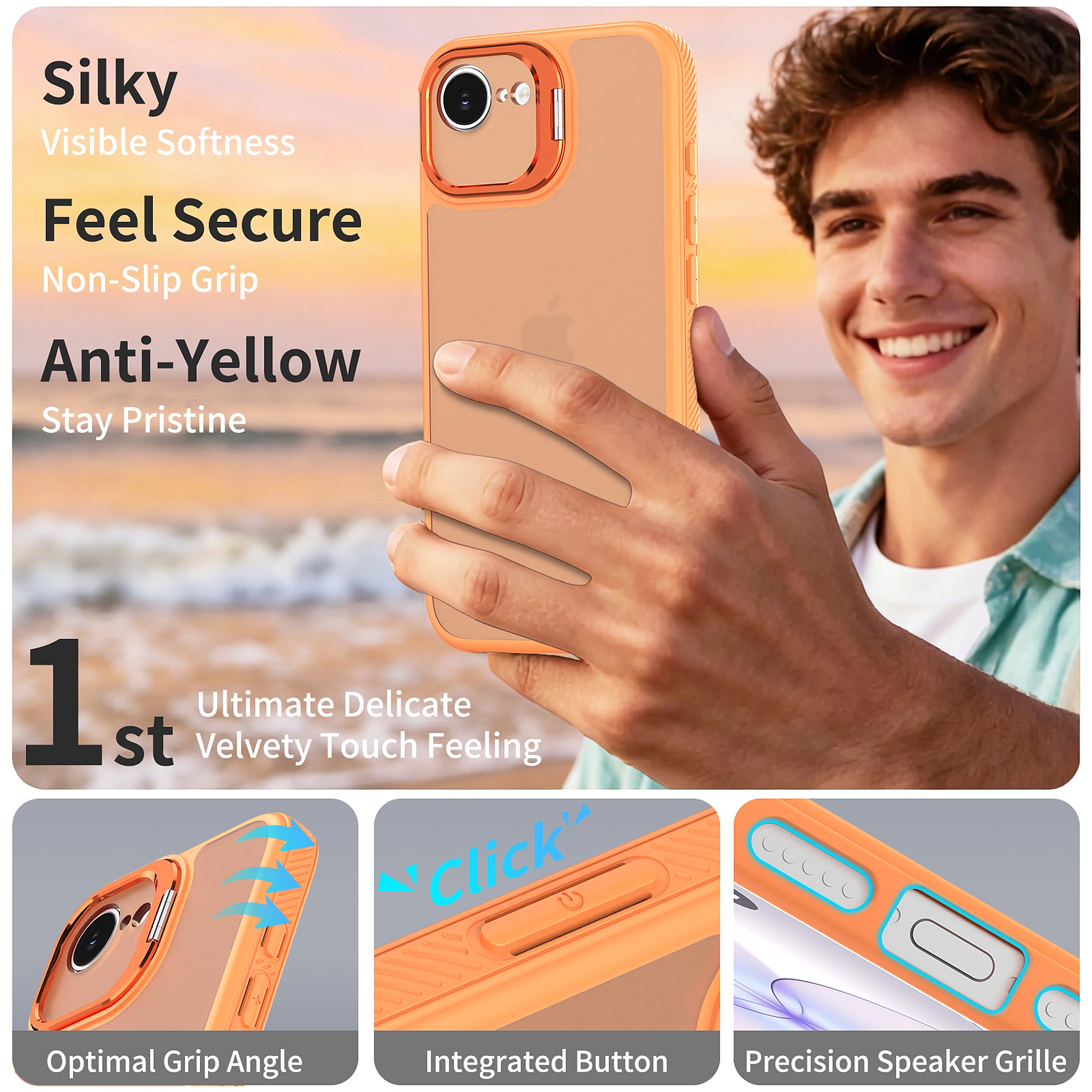 SendaFit Precise-Cutout Camera Stand Case for iPhone 16e detail 14