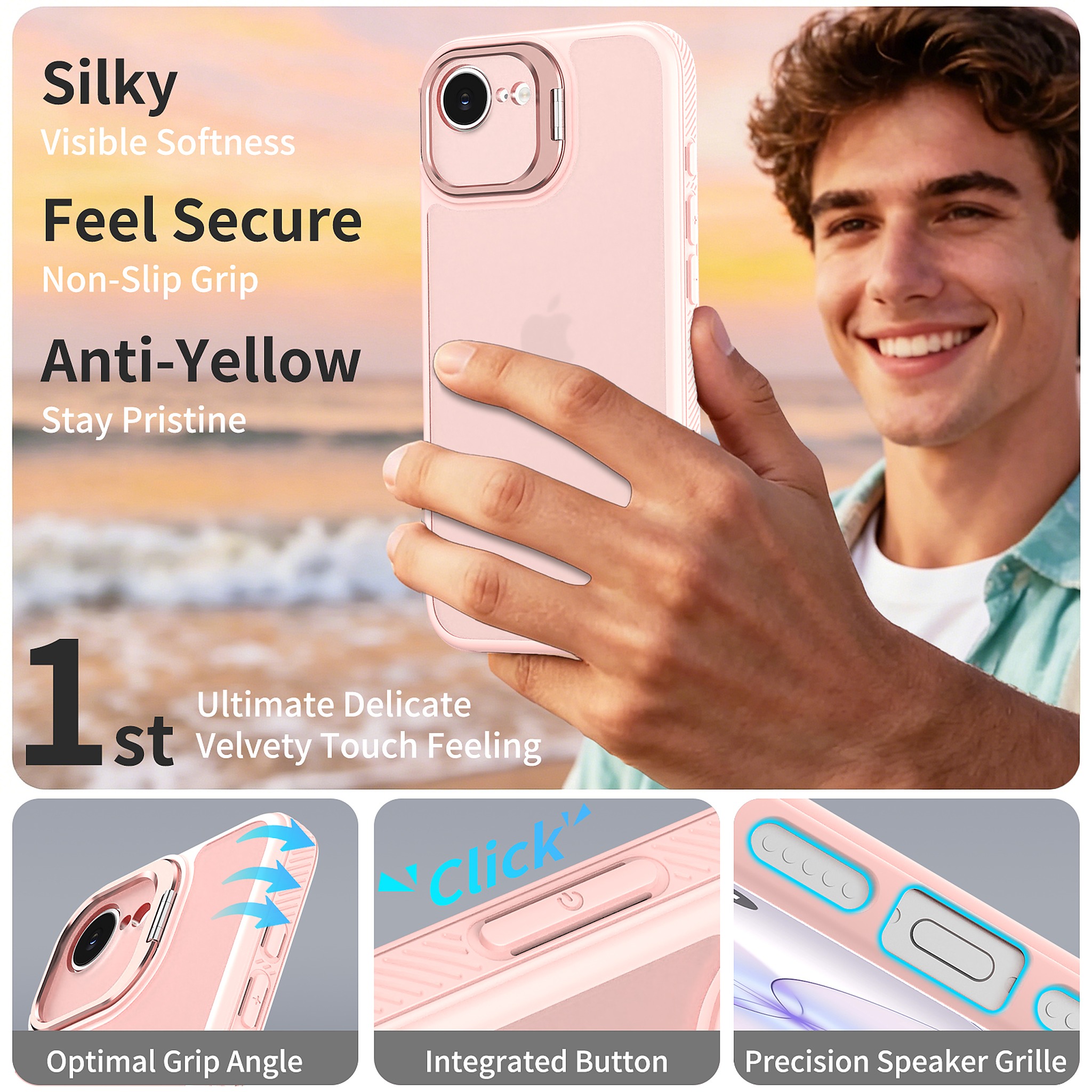 SendaFit Precise-Cutout Camera Stand Case for iPhone 16e detail 15