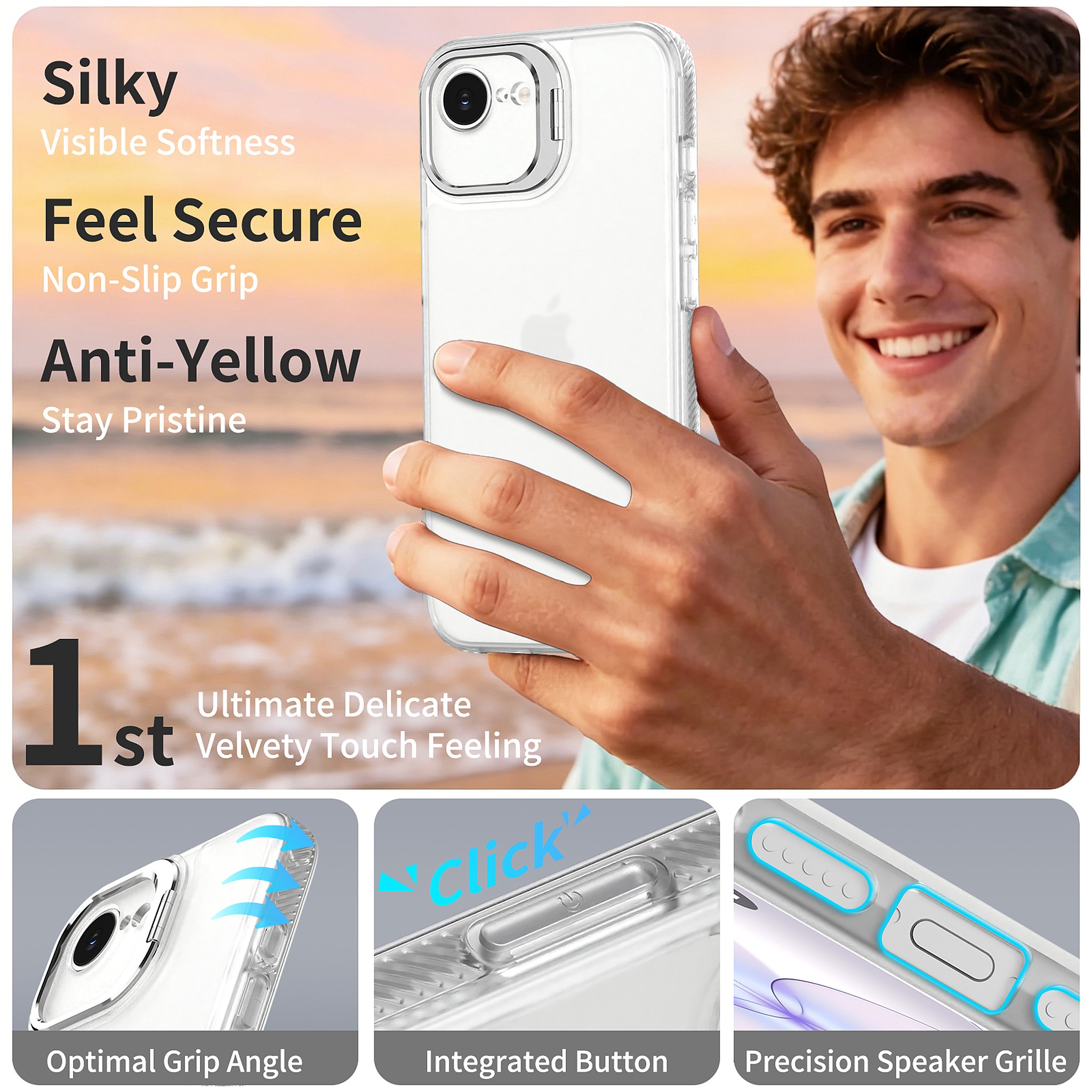 SendaFit Precise-Cutout Camera Stand Case for iPhone 16e detail 16