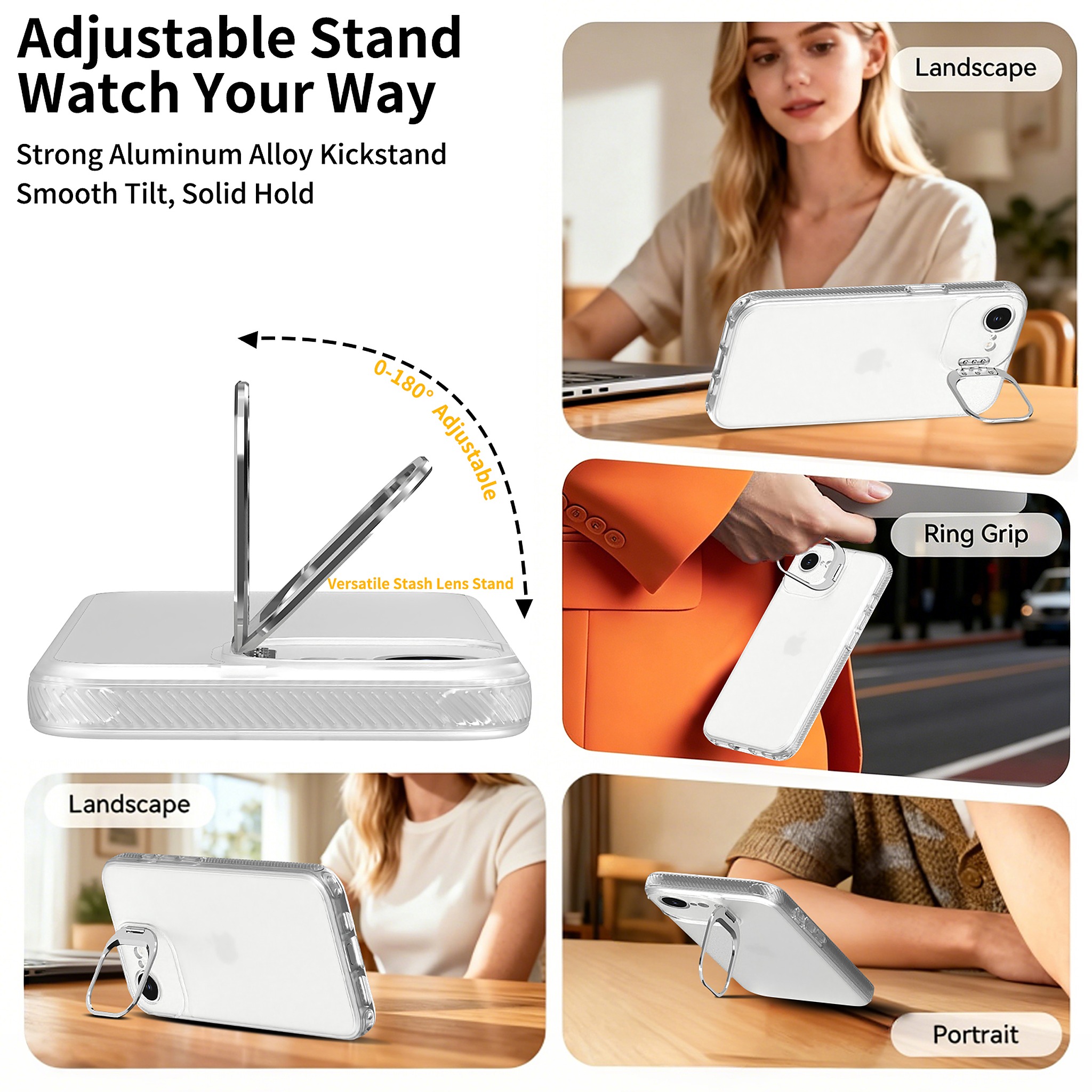 SendaFit Precise-Cutout Camera Stand Case for iPhone 16e detail 2
