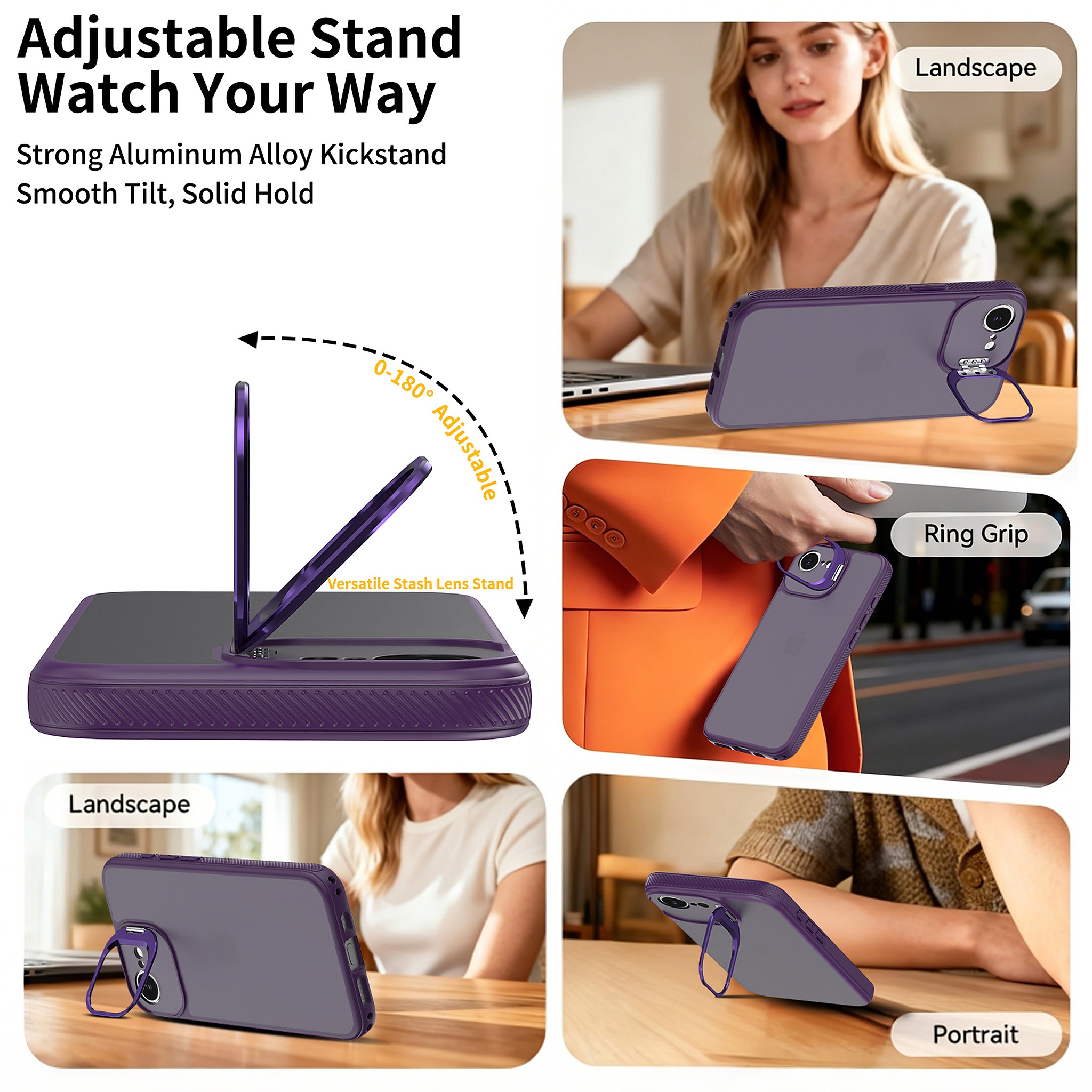 SendaFit Precise-Cutout Camera Stand Case for iPhone 16e detail 5