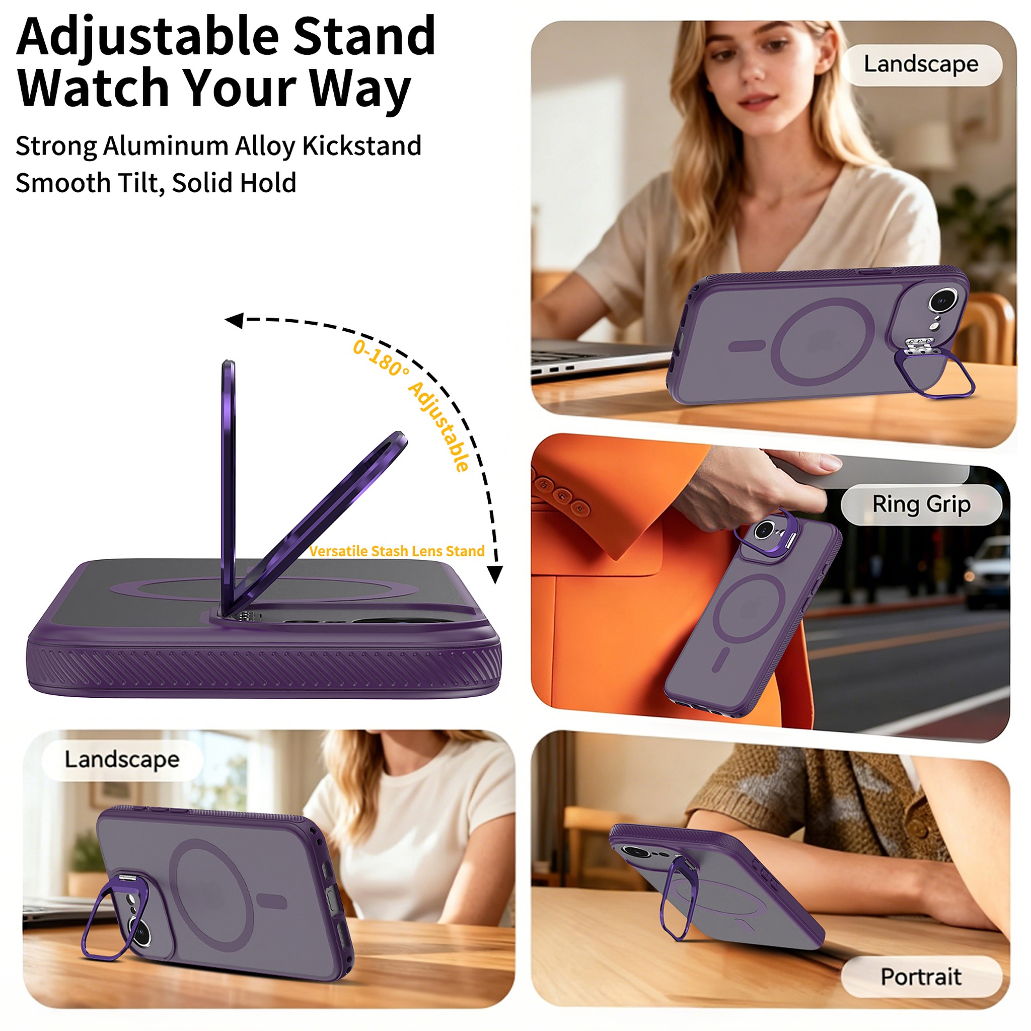 SendaFit Precise-Cutout Camera Stand MagSafe Case for iPhone 16e detail 1