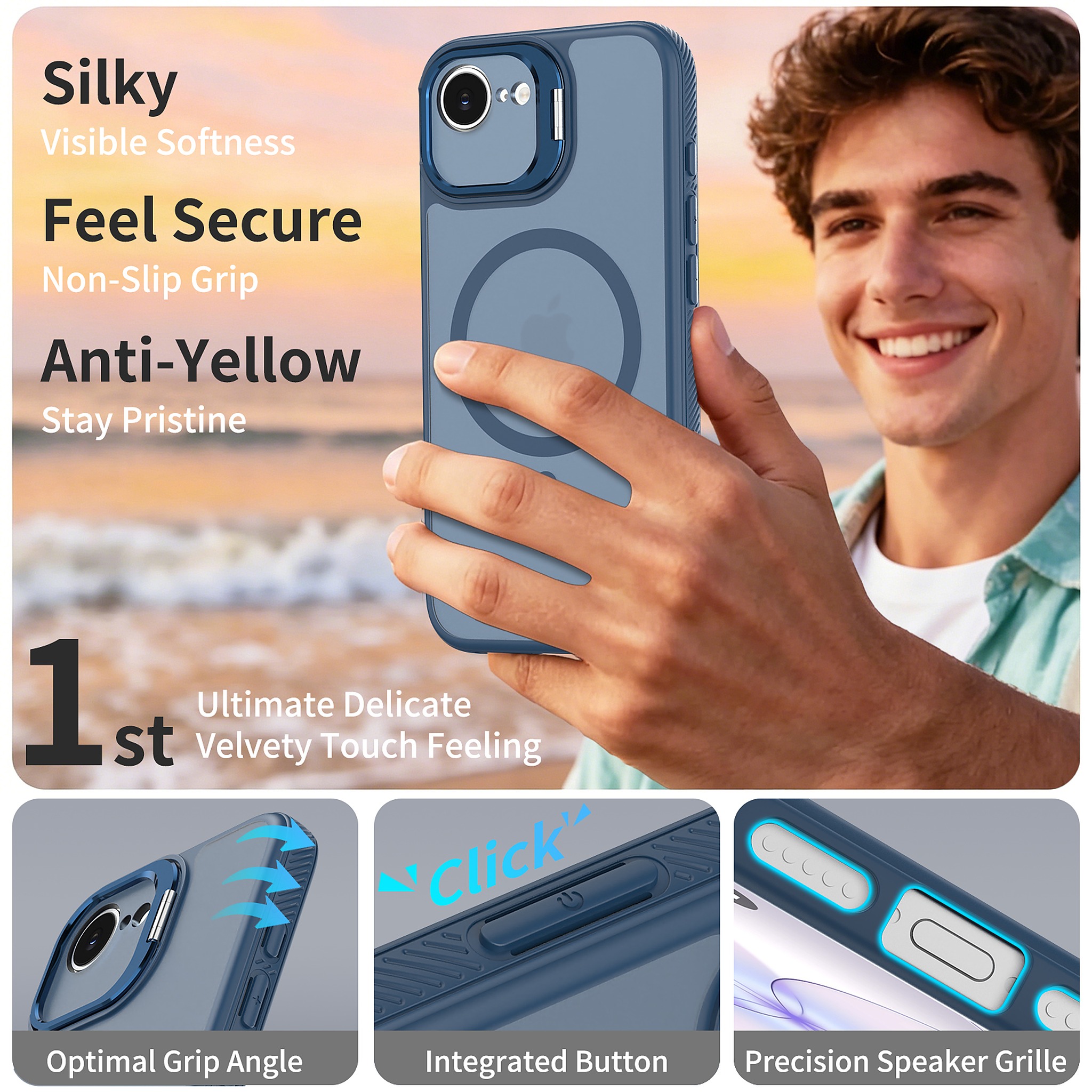 SendaFit Precise-Cutout Camera Stand MagSafe Case for iPhone 16e detail 16