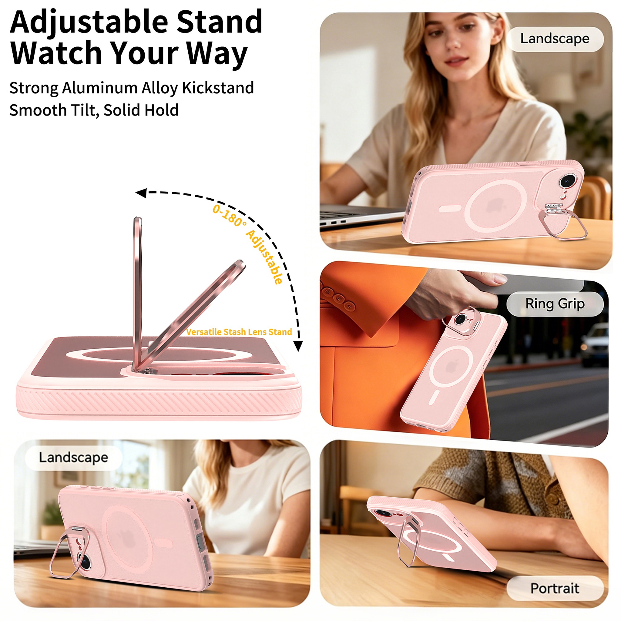SendaFit Precise-Cutout Camera Stand MagSafe Case for iPhone 16e detail 3