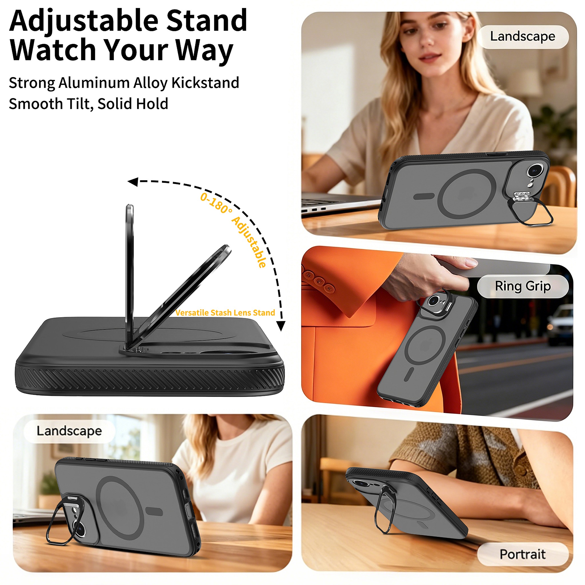 SendaFit Precise-Cutout Camera Stand MagSafe Case for iPhone 16e detail 6